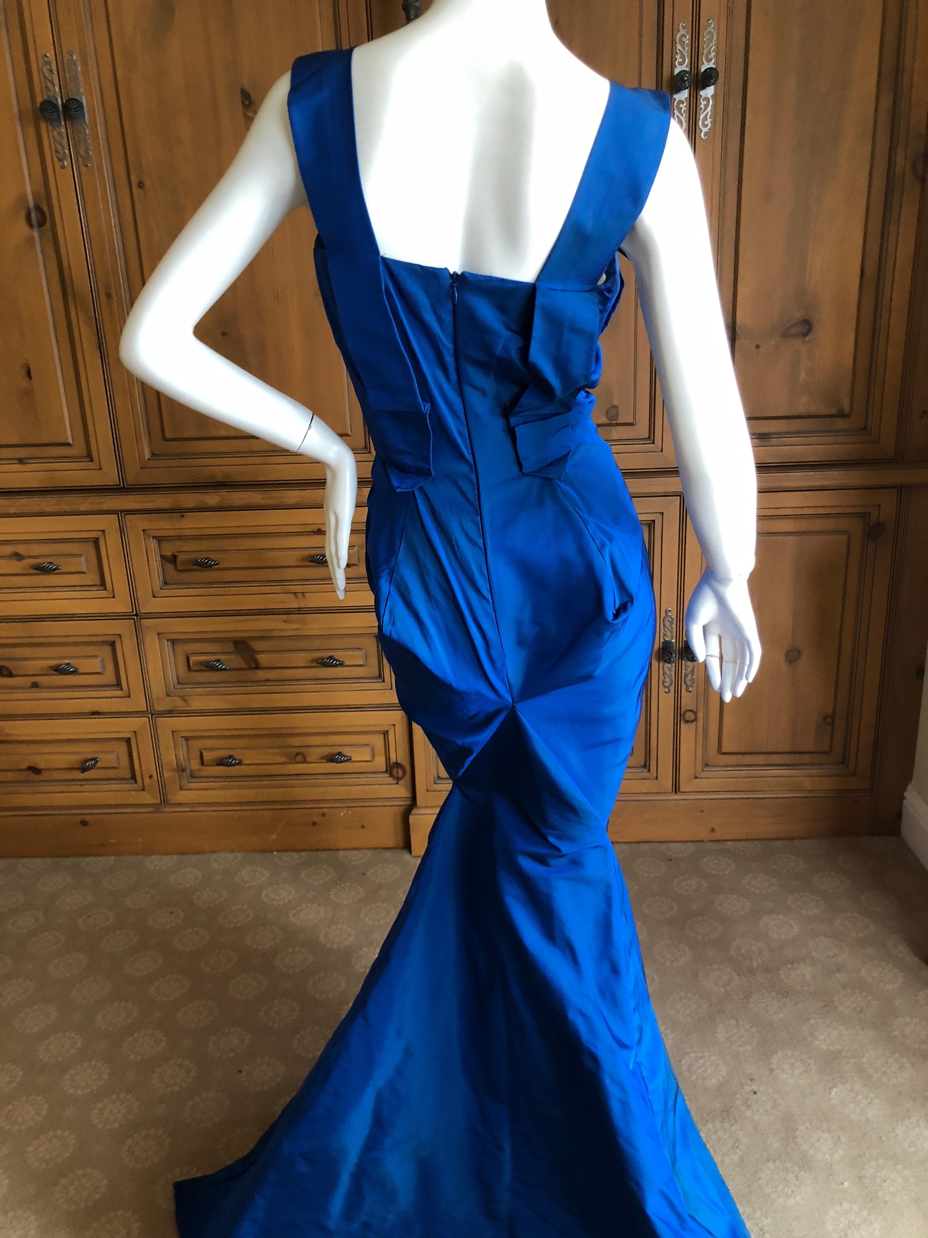 Vivienne Westwood Gold Label Blue Taffeta Fishtail Train Evening Dress, 2011 For Sale 6