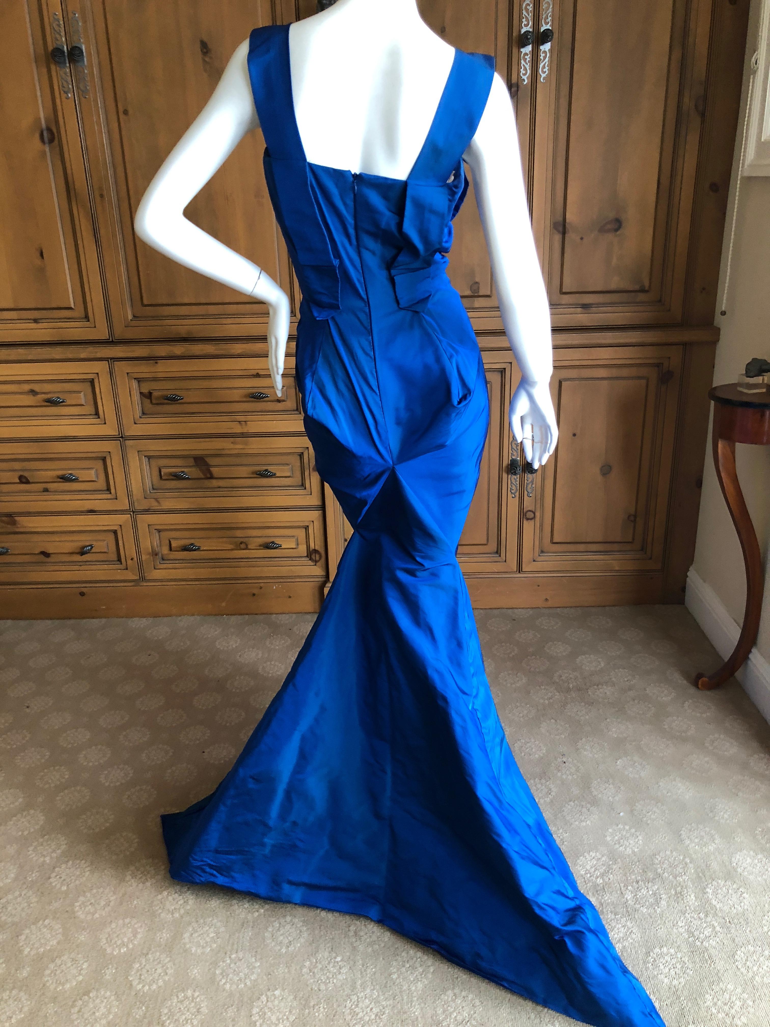 Vivienne Westwood Gold Label Blue Taffeta Fishtail Train Evening Dress, 2011 For Sale 7