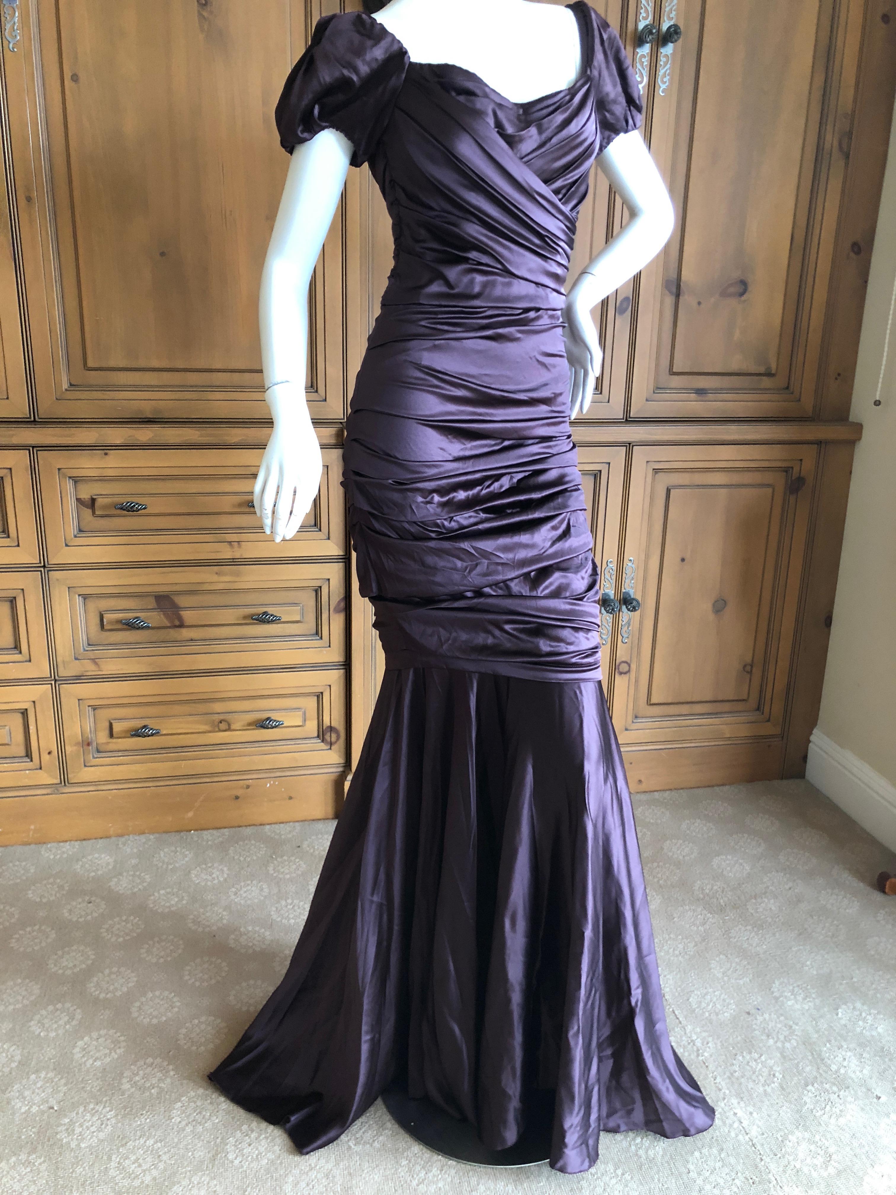 Dolce & Gabbana Vintage Purple Silk Ruched Evening Dress For Sale 10