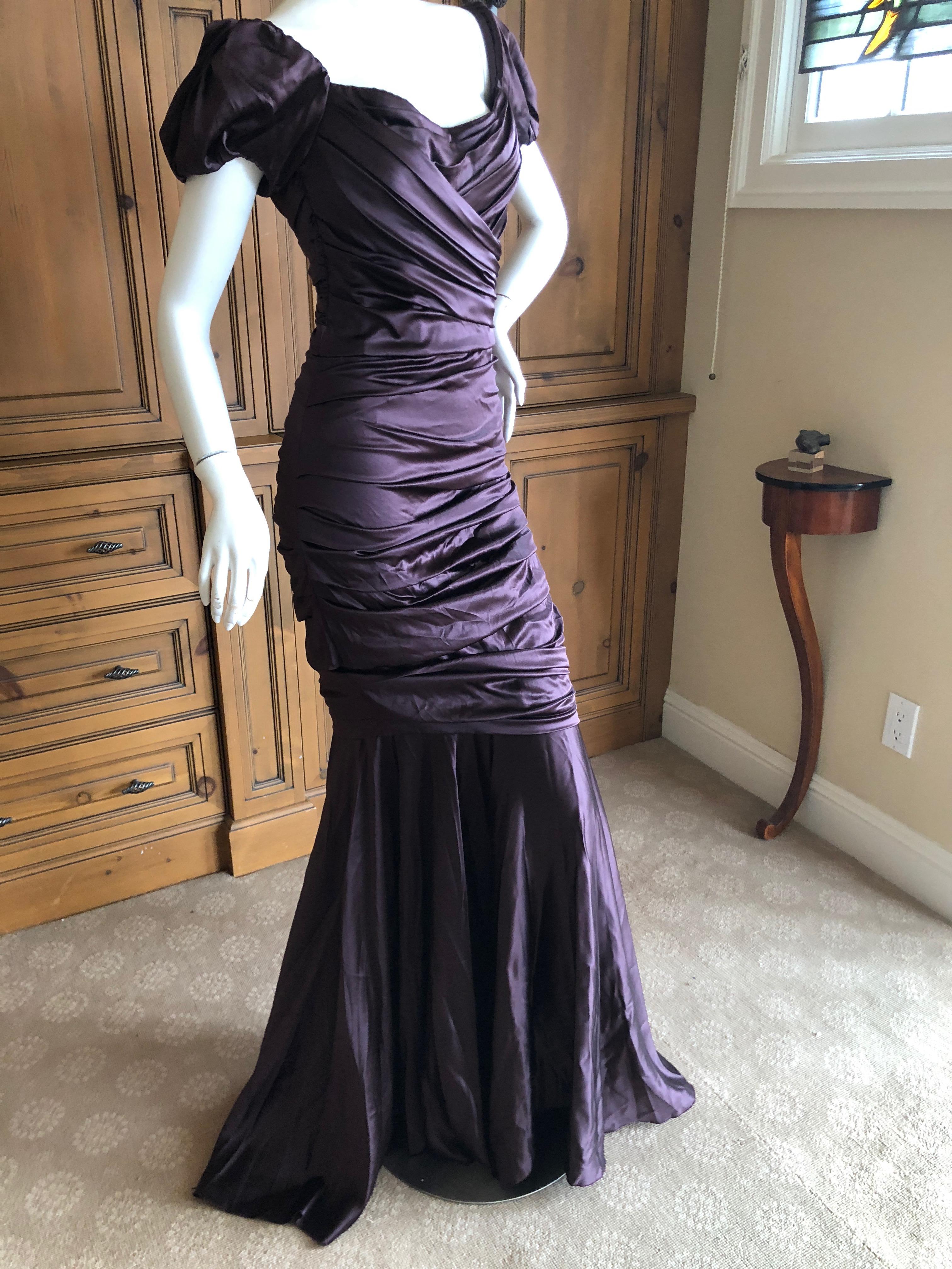 Dolce & Gabbana Vintage Purple Silk Ruched Evening Dress For Sale 3