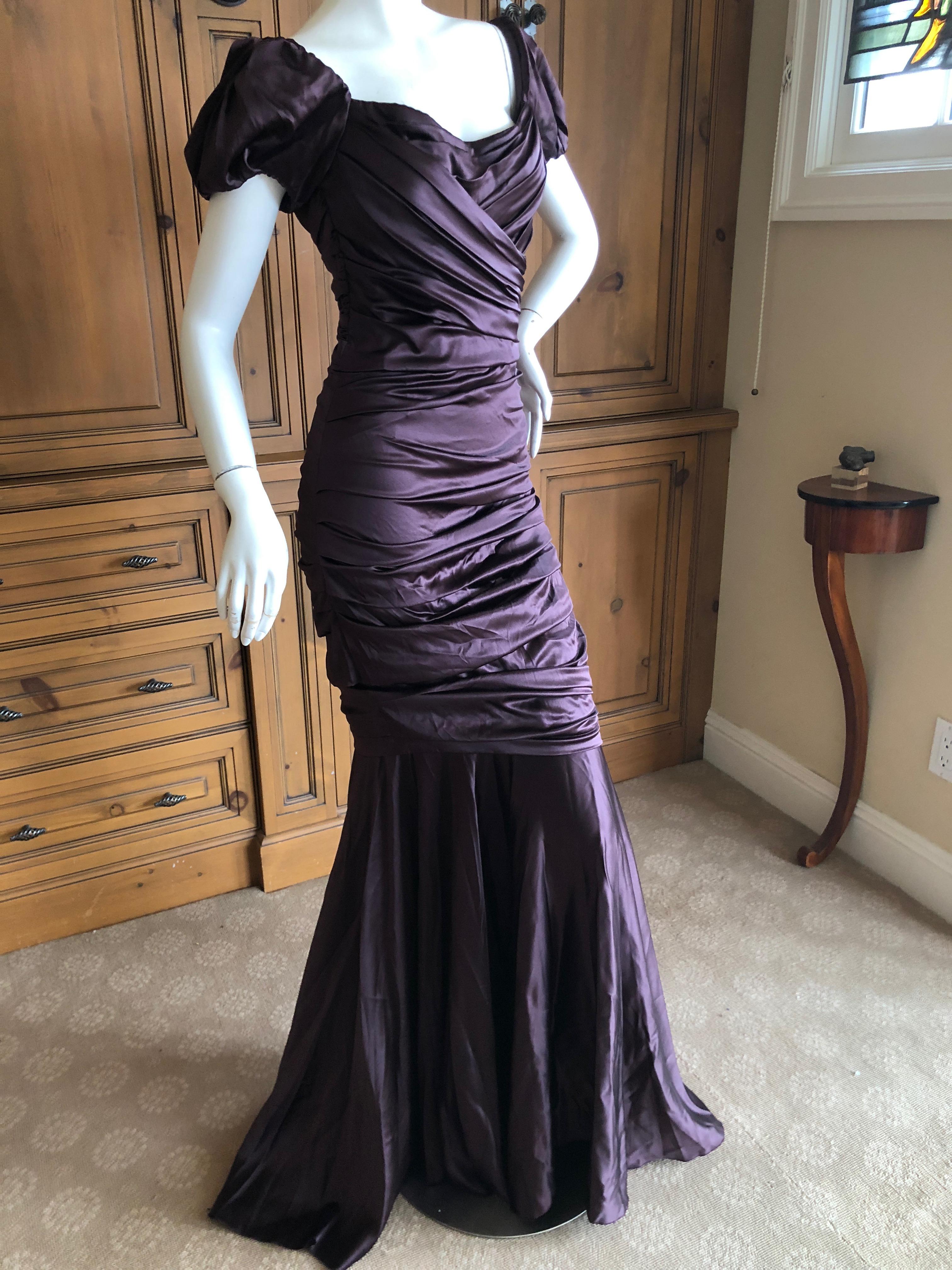 Dolce & Gabbana Vintage Purple Silk Ruched Evening Dress For Sale 4