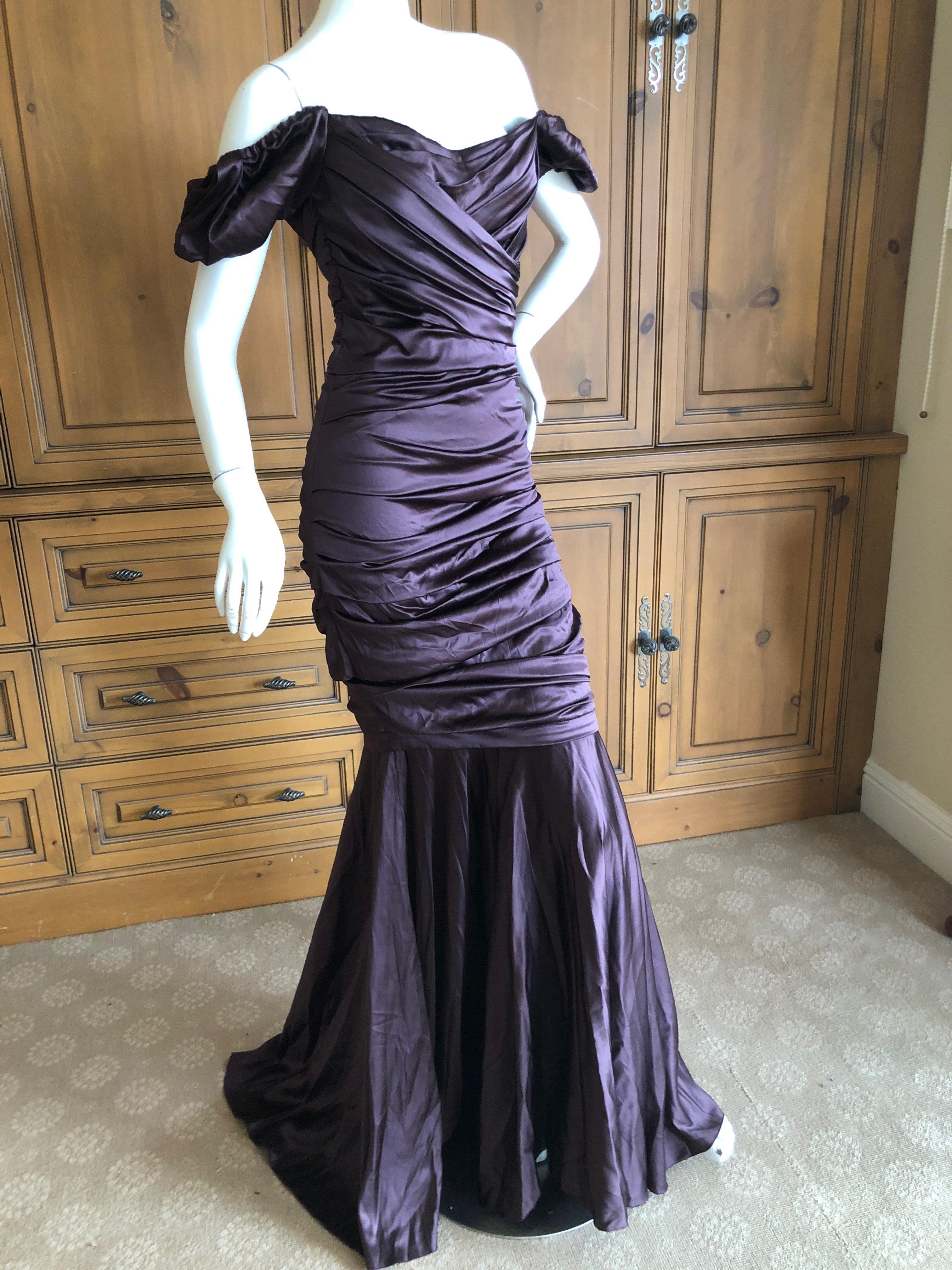 Dolce & Gabbana Vintage Purple Silk Ruched Evening Dress For Sale 6