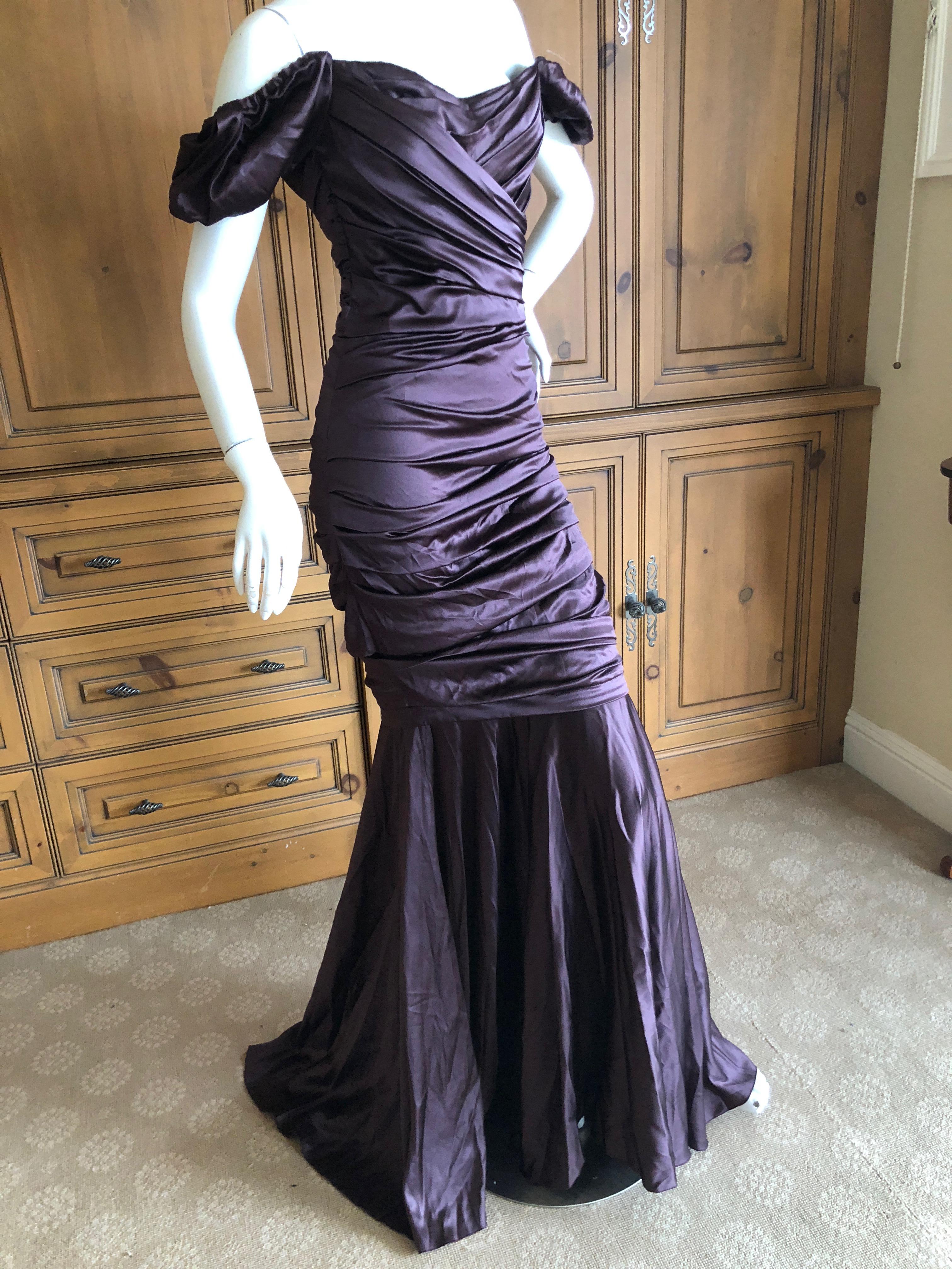 Dolce & Gabbana Vintage Purple Silk Ruched Evening Dress For Sale 7