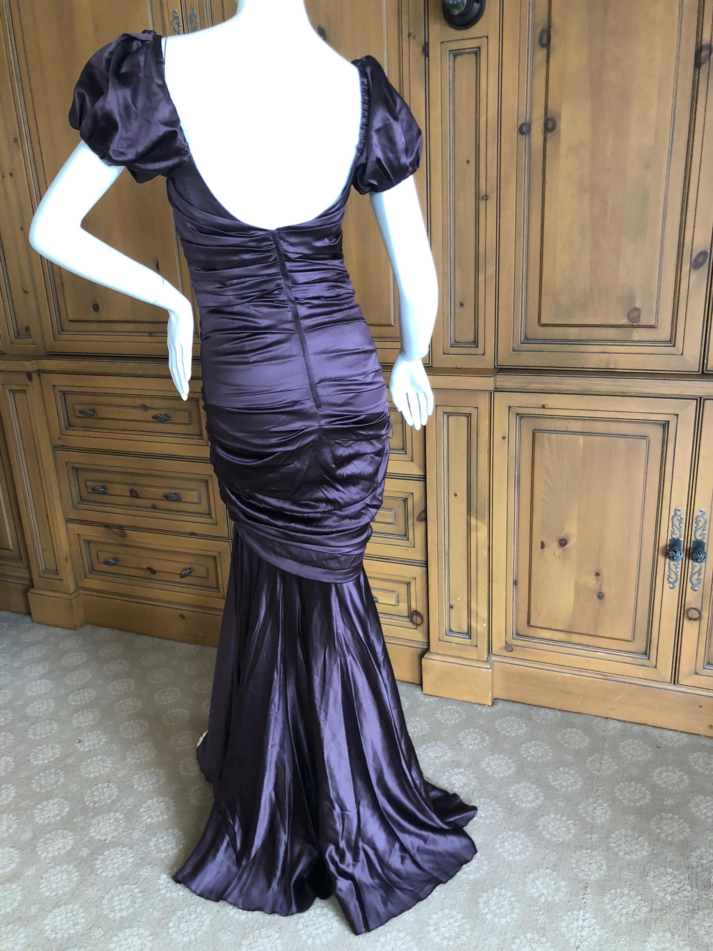 Dolce & Gabbana Vintage Purple Silk Ruched Evening Dress For Sale 9