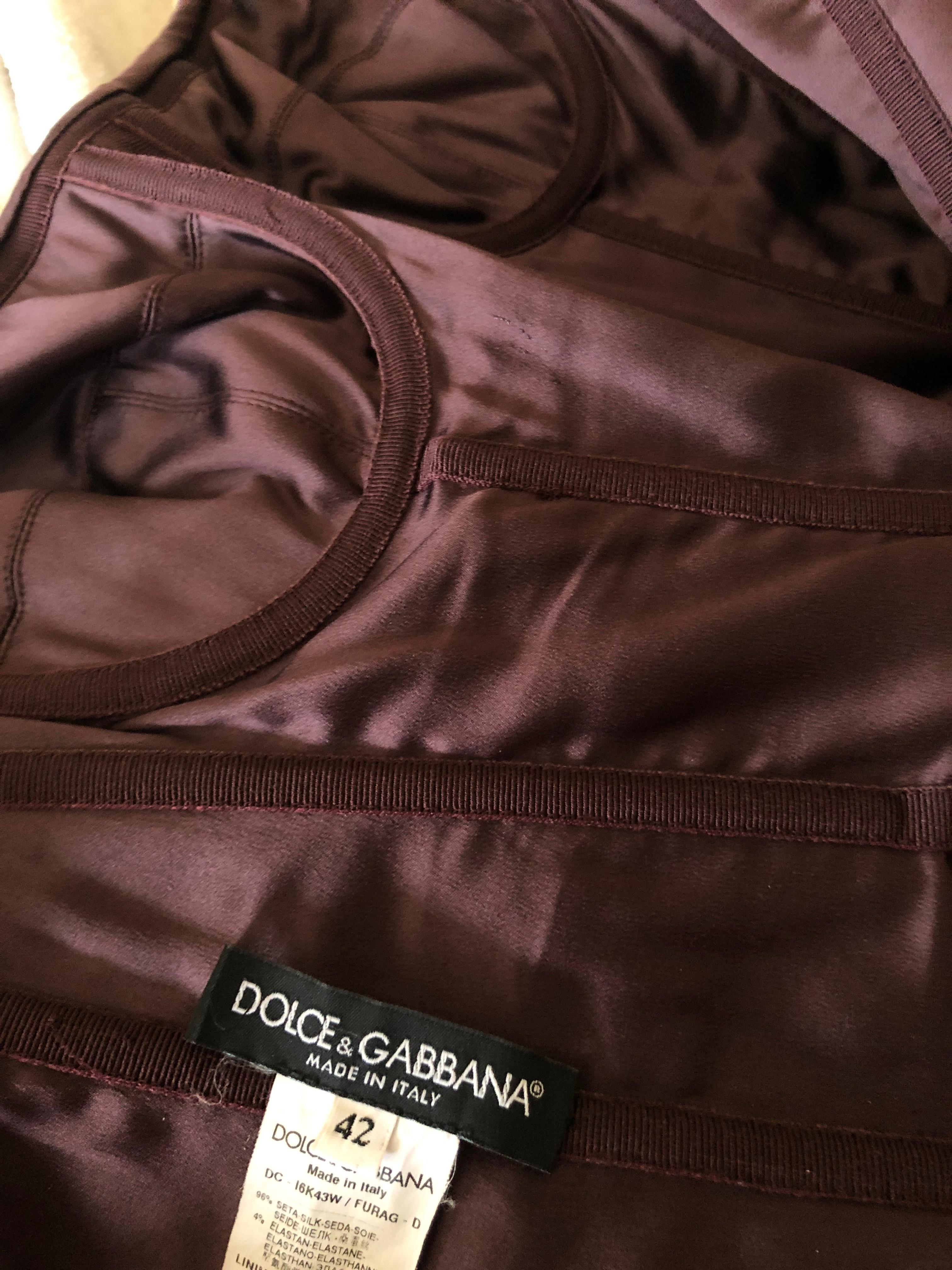 Dolce & Gabbana Vintage Purple Silk Ruched Evening Dress For Sale 11