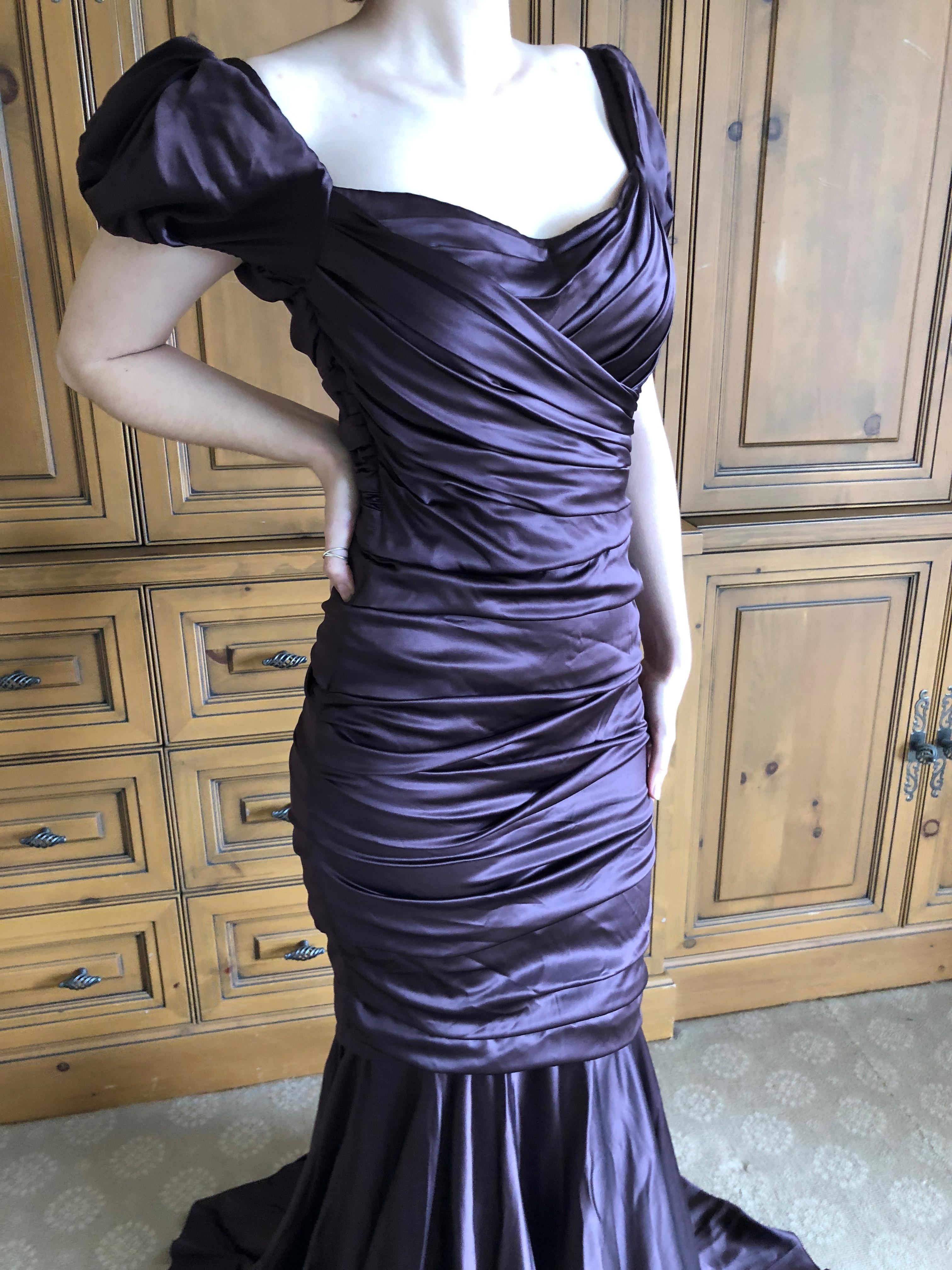 Women's Dolce & Gabbana Vintage Purple Silk Ruched Evening Dress For Sale