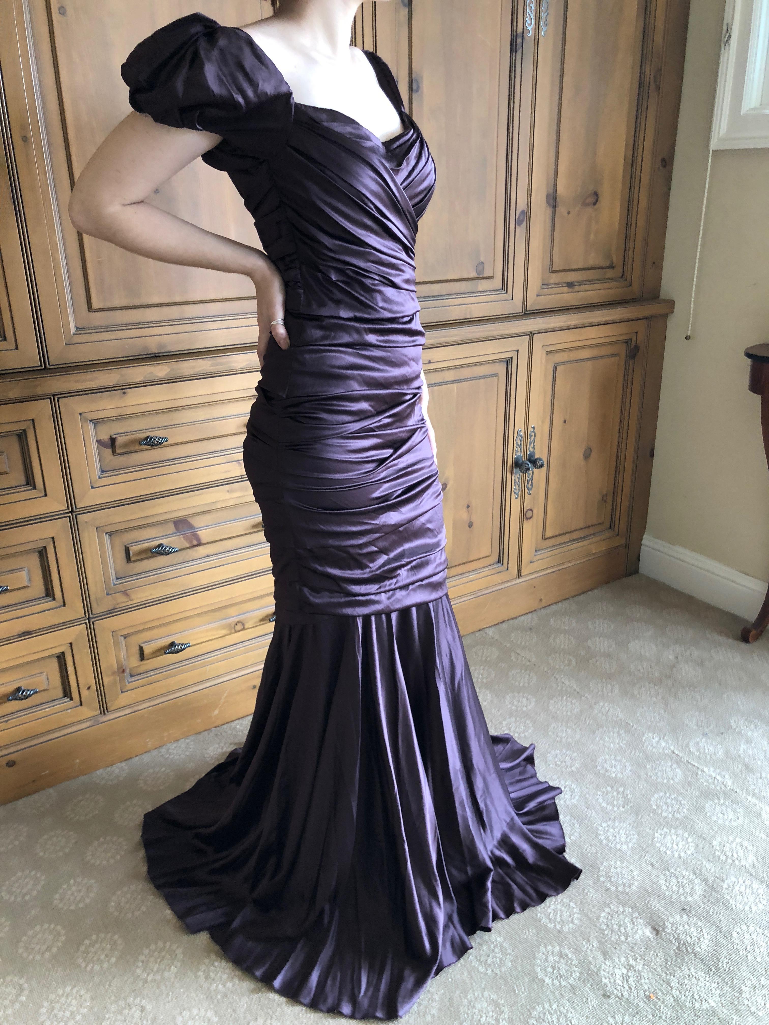Dolce & Gabbana Vintage Purple Silk Ruched Evening Dress For Sale 1
