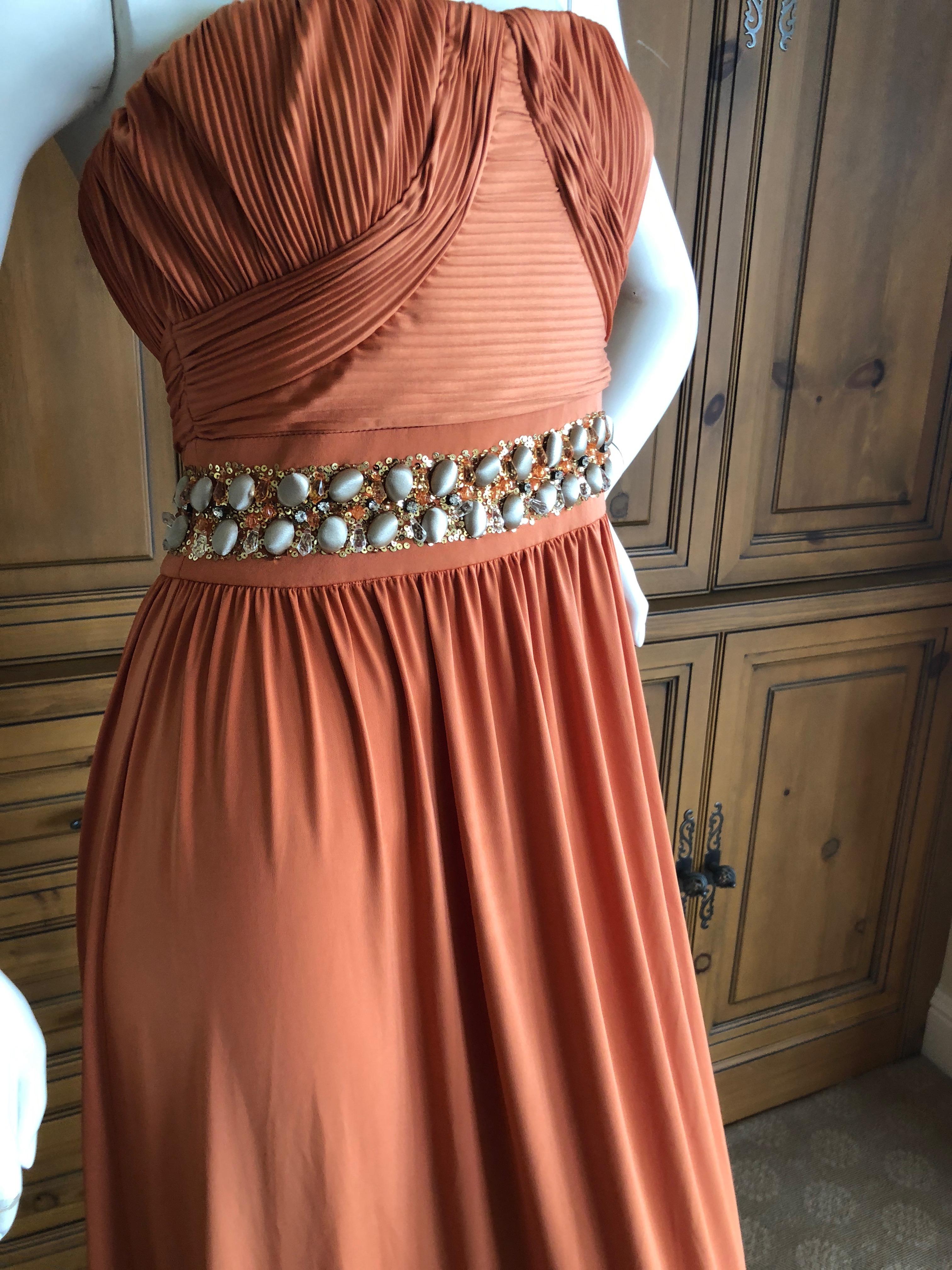 Roberto Cavalli 90's Orange Embellished Silk Evening Dress for Class Cavalli 
New with tags
Size 42

Bust  36