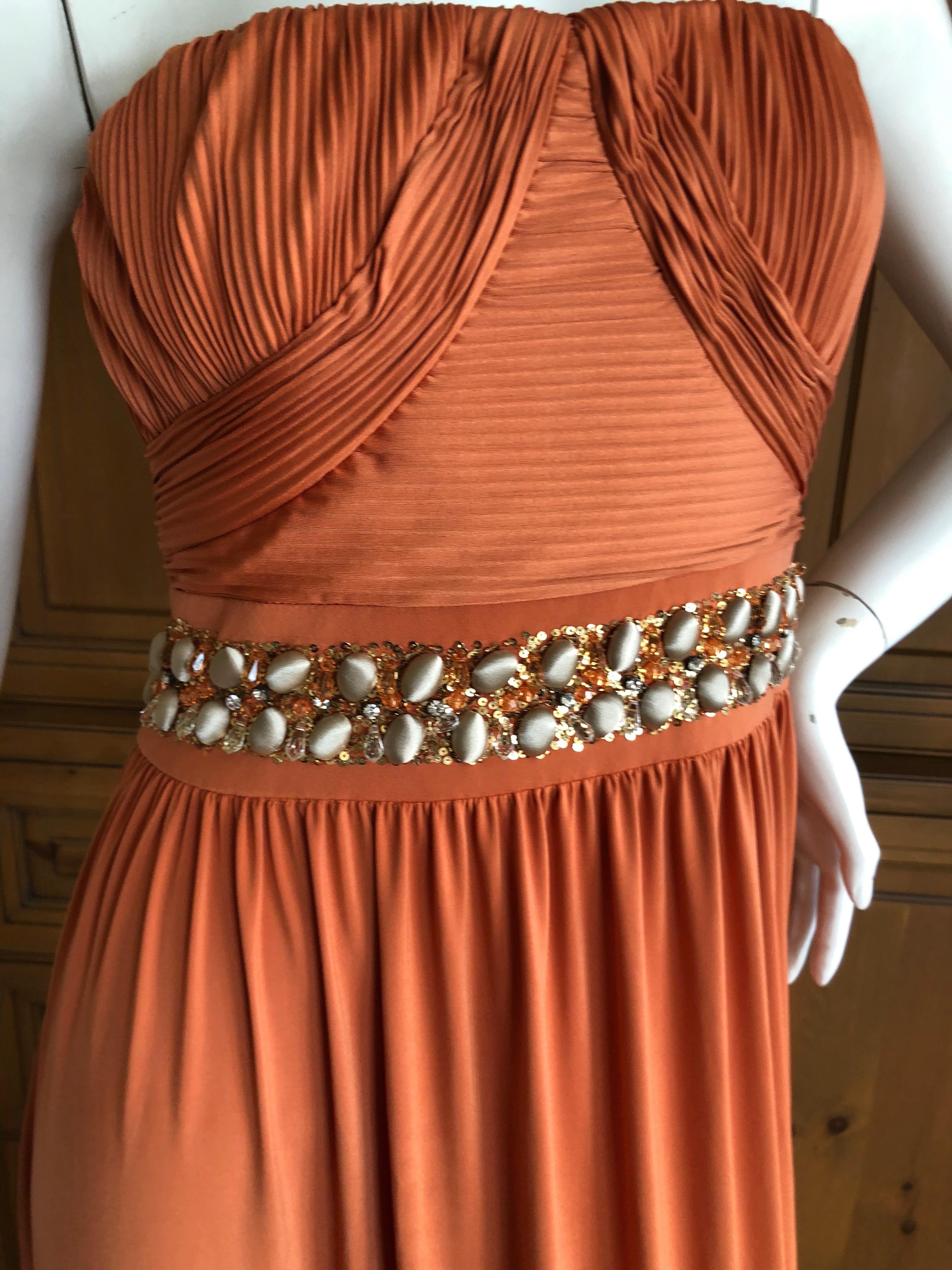 Roberto Cavalli 90's Orange Embellished Silk Evening Dress for Class Cavalli NWT In New Condition For Sale In Cloverdale, CA