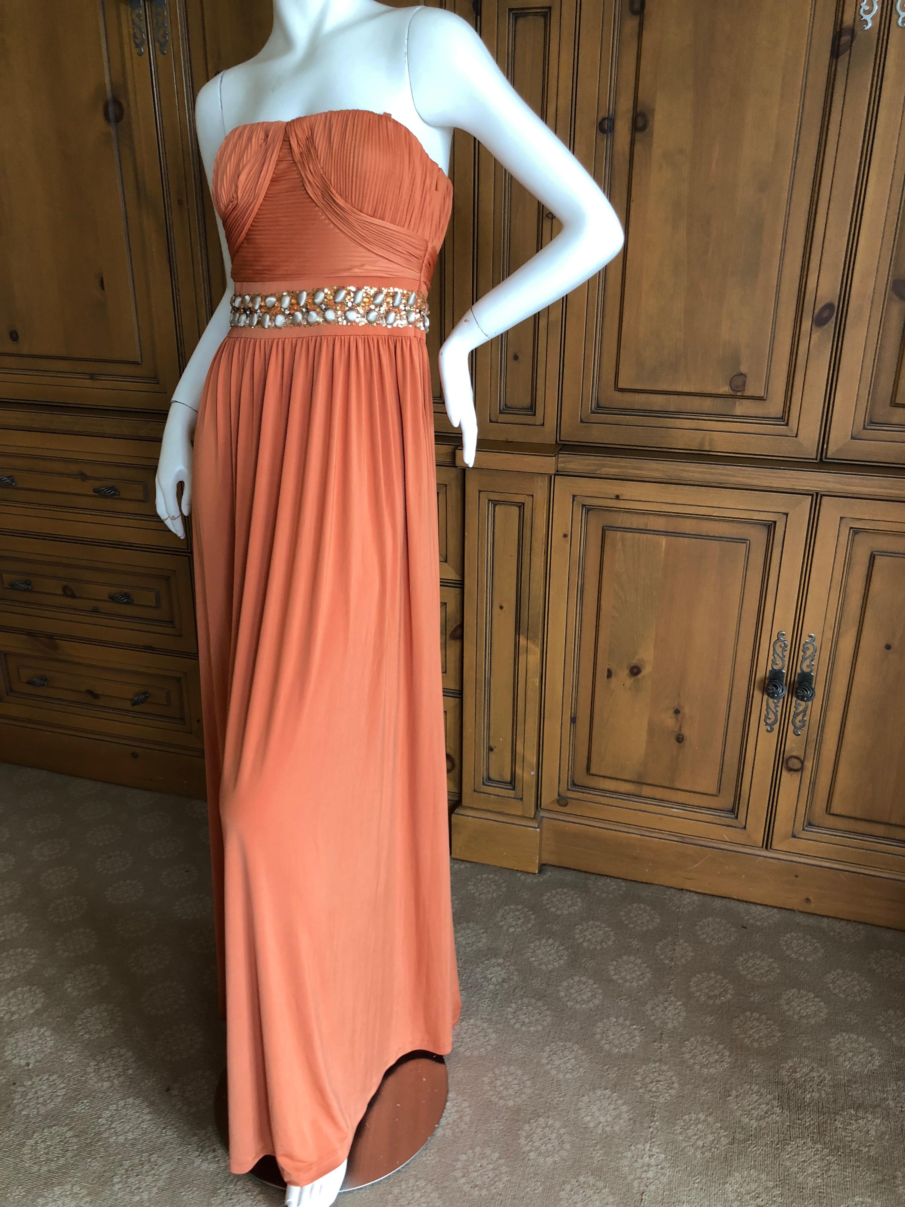 Roberto Cavalli 90's Orange Embellished Silk Evening Dress for Class Cavalli NWT For Sale 1