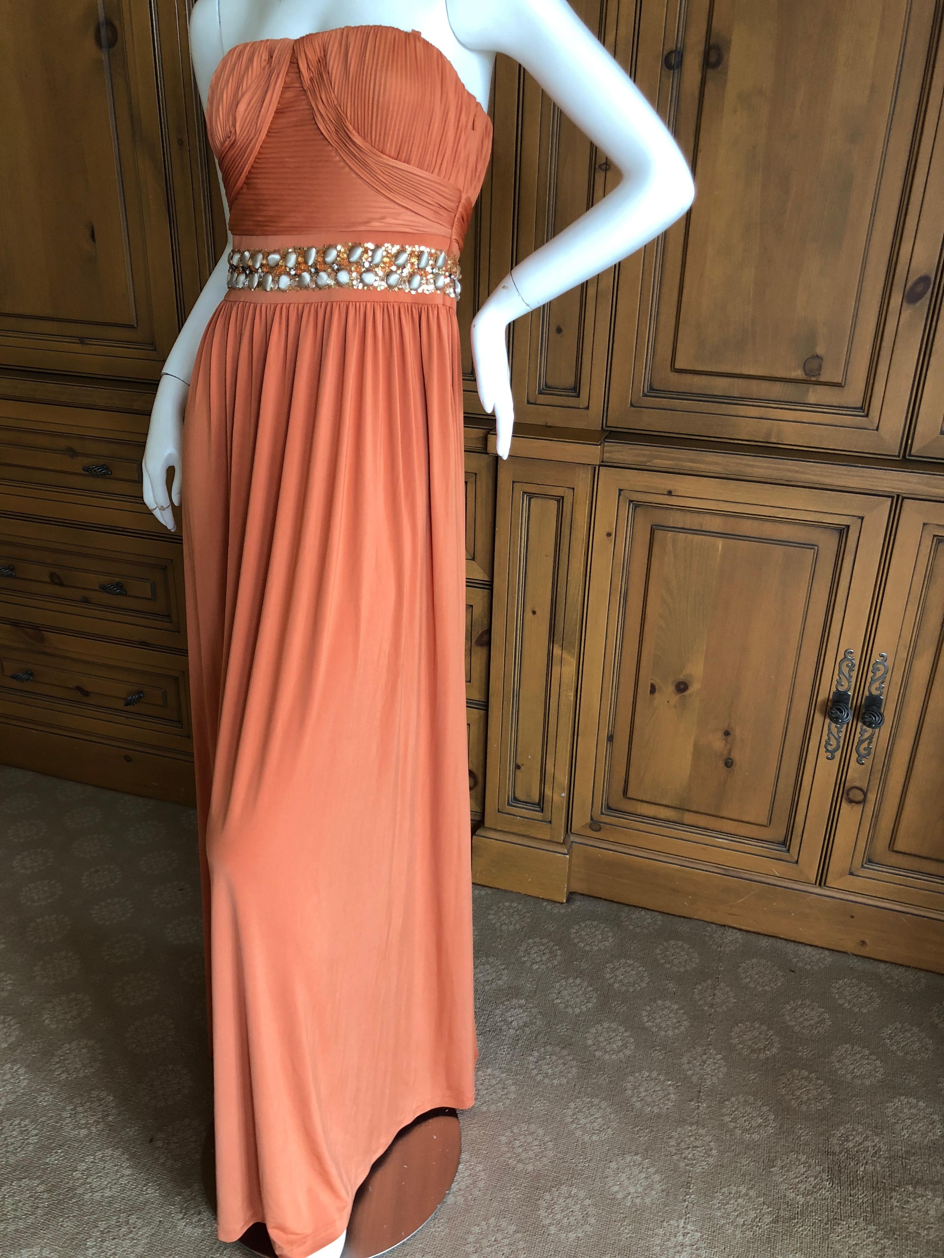 Roberto Cavalli 90's Orange Embellished Silk Evening Dress for Class Cavalli NWT For Sale 2
