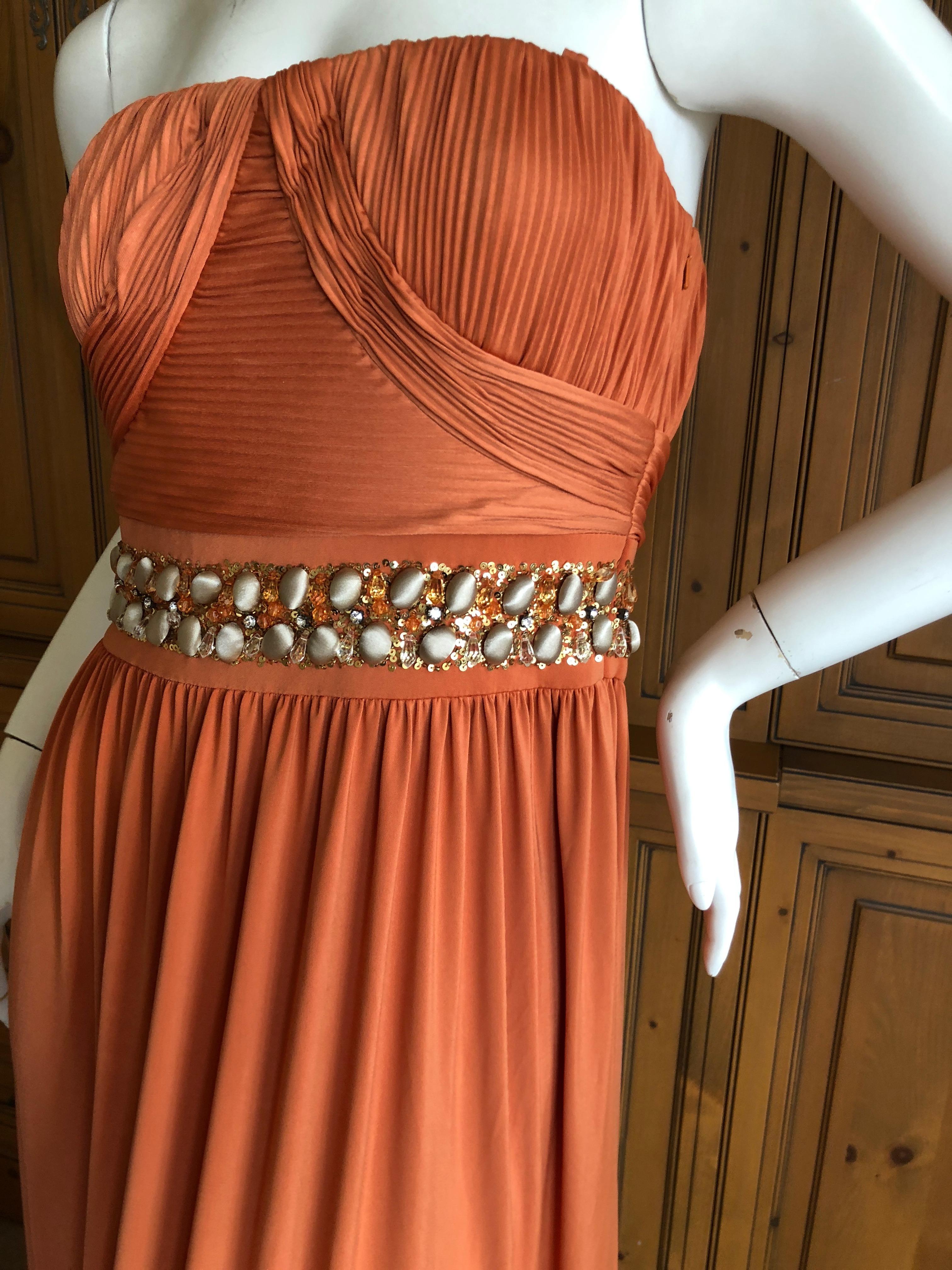 Roberto Cavalli 90's Orange Embellished Silk Evening Dress for Class Cavalli NWT For Sale 3