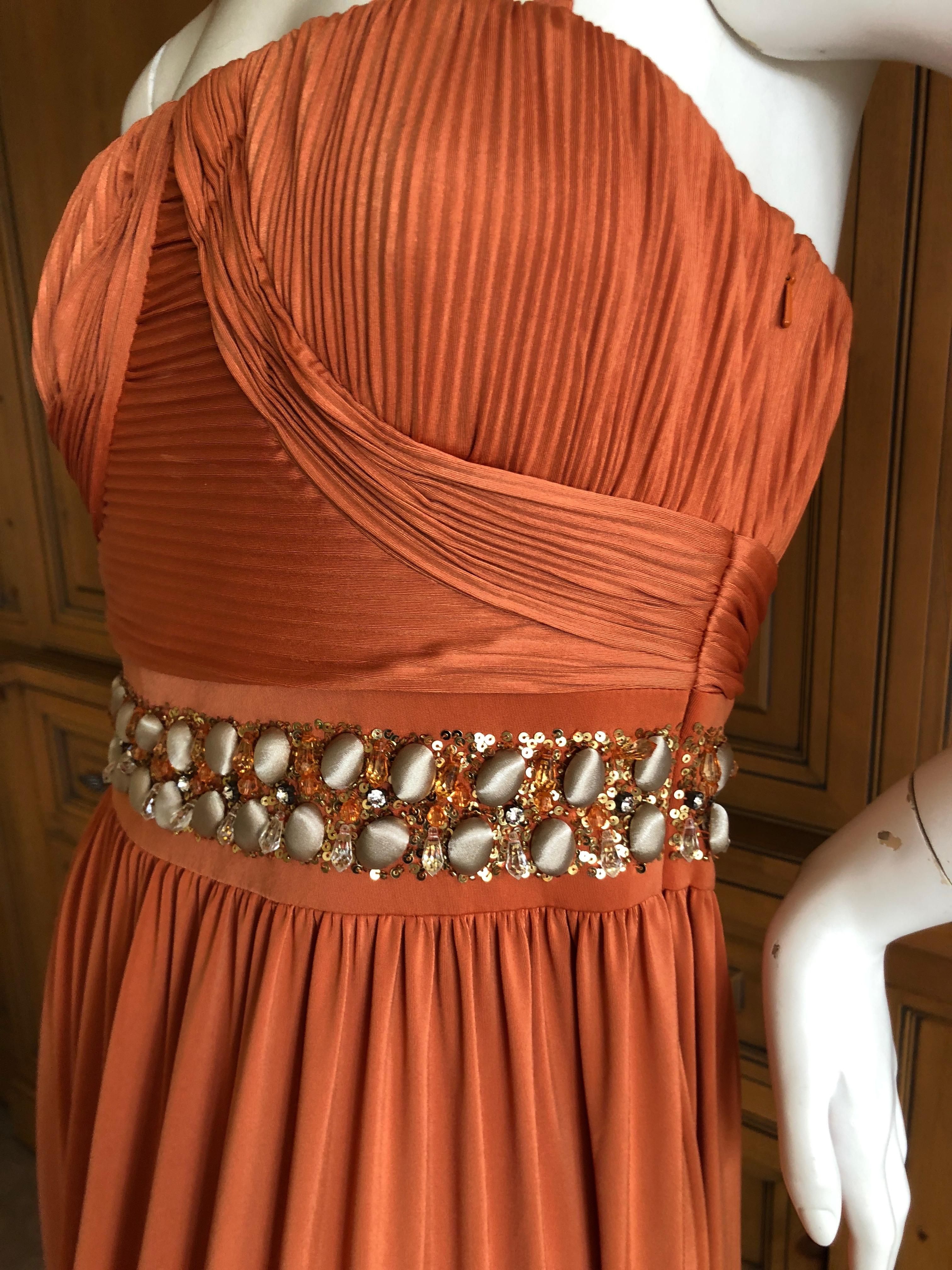 Roberto Cavalli 90's Orange Embellished Silk Evening Dress for Class Cavalli NWT For Sale 4