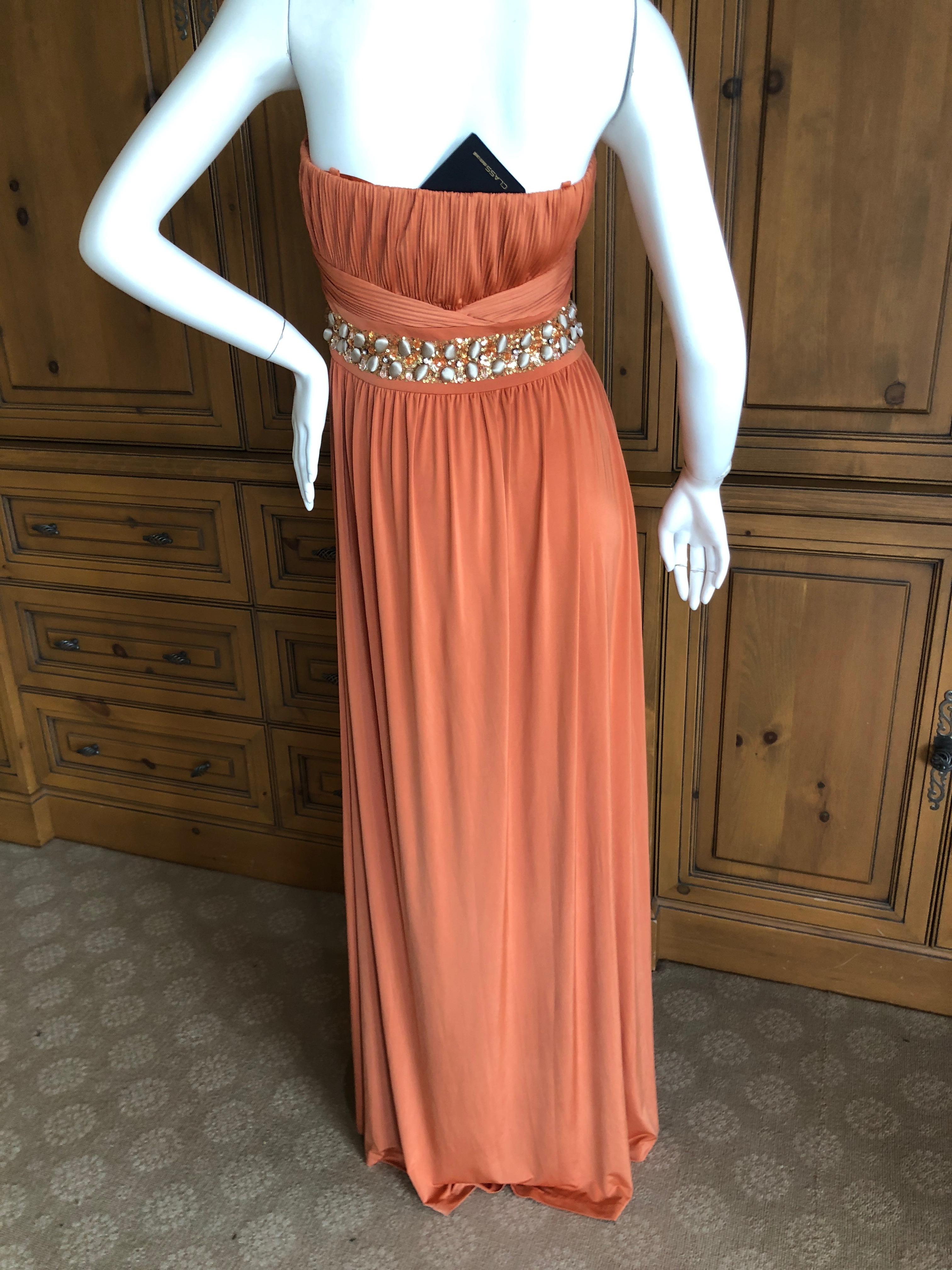 Roberto Cavalli 90's Orange Embellished Silk Evening Dress for Class Cavalli NWT For Sale 6