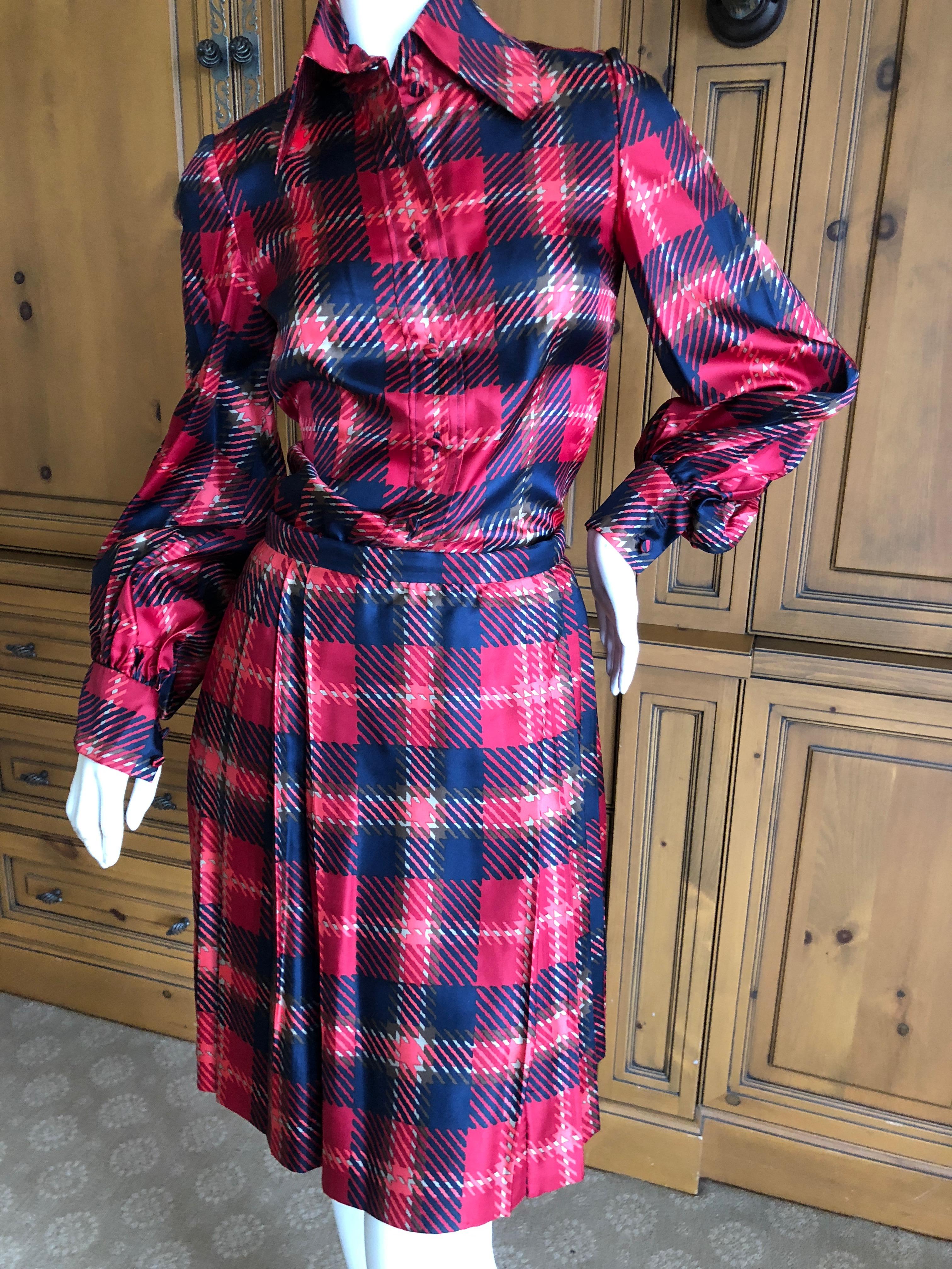 Cardinali Plaid Silk Three Piece Skirt Suit with Jacket Fall 1972
From the Archive of Marilyn Lewis, the creator of Cardinali
Cardinali was founded in Los Angeles in 1970, by Marilyn Lewis, who had already found success as the founder and owner of