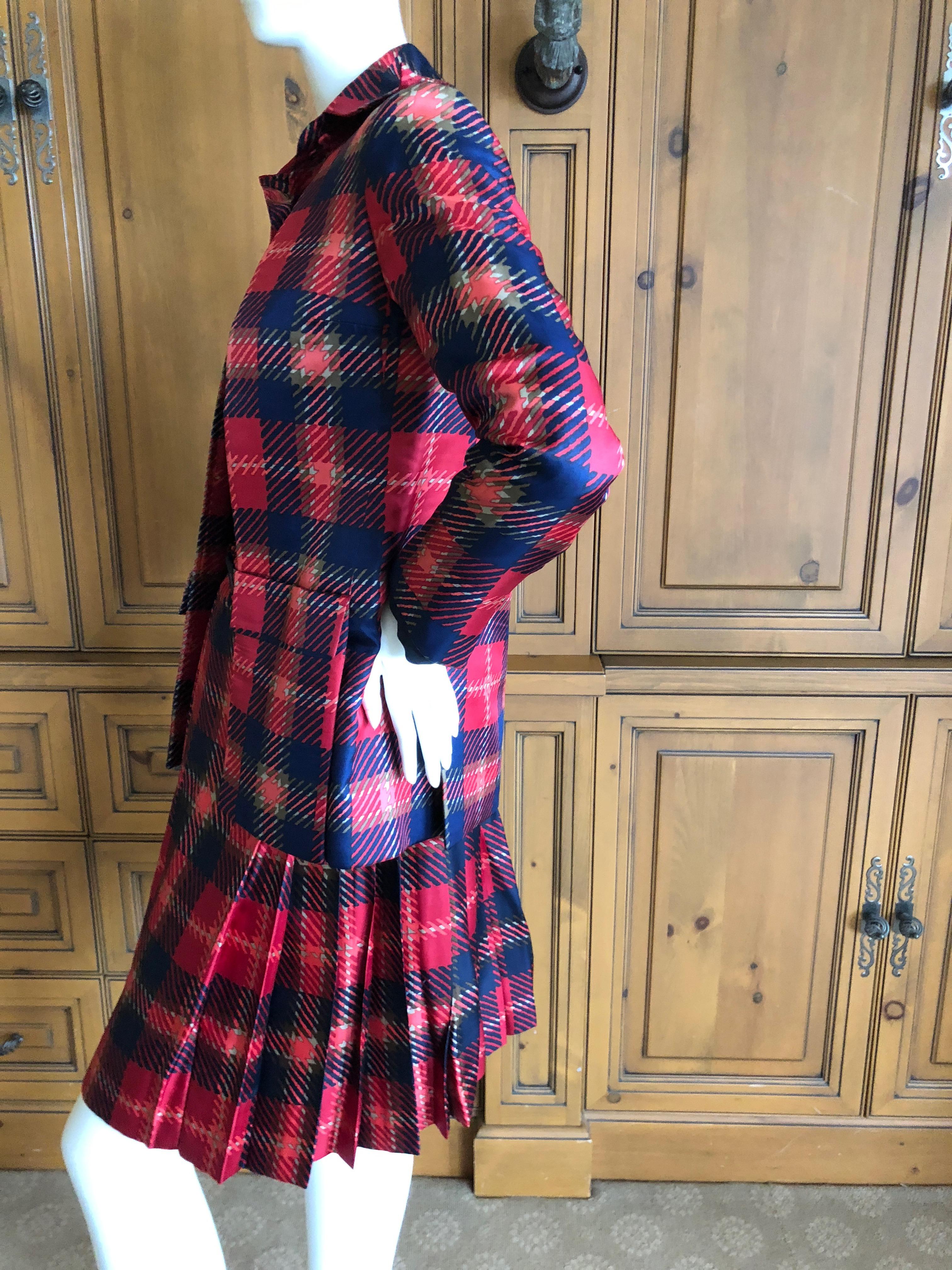 Cardinali Plaid Silk Three Piece Skirt Suit with Jacket Fall 1972 For Sale 7