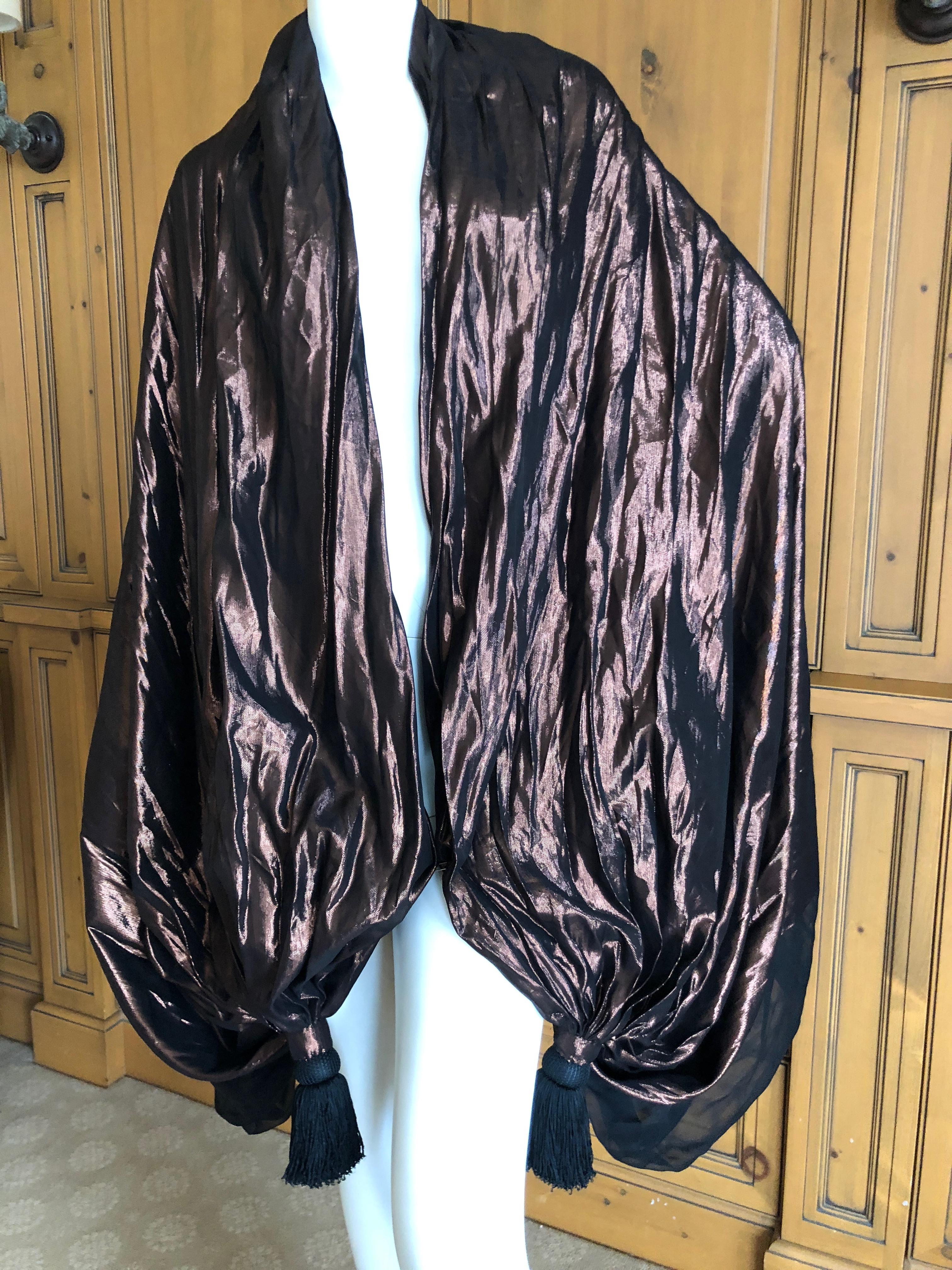 Cardinali Huge Bronze Stripe Silk Wrap Shawl with Tassels Fall 1973

From the Archive of Marilyn Lewis, the creator of Cardinali
Cardinali was founded in Los Angeles in 1970, by Marilyn Lewis, who had already found success as the founder and owner