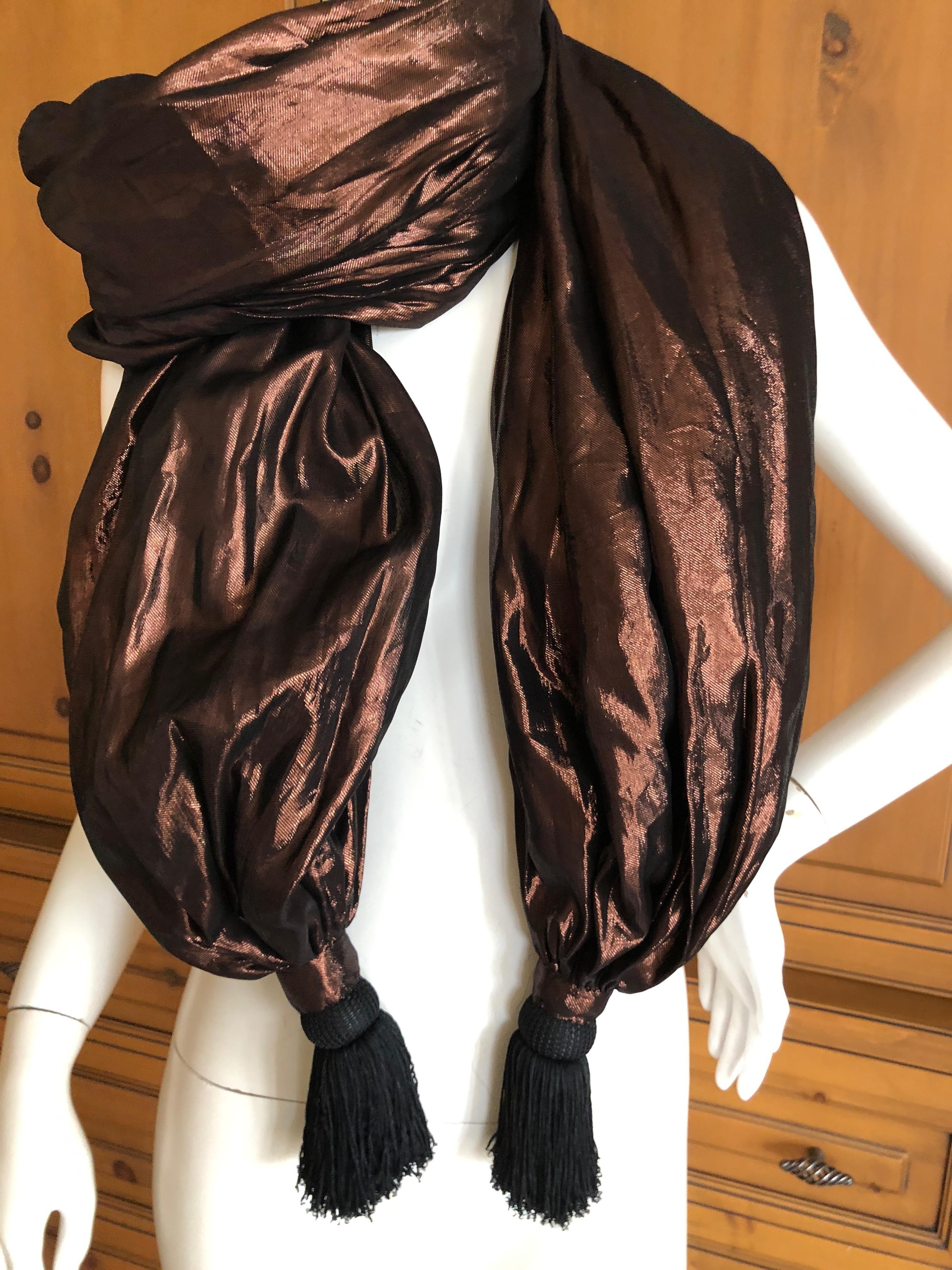Women's Cardinali Huge Bronze Stripe Silk Wrap Shawl with Tassels Fall 1973 For Sale