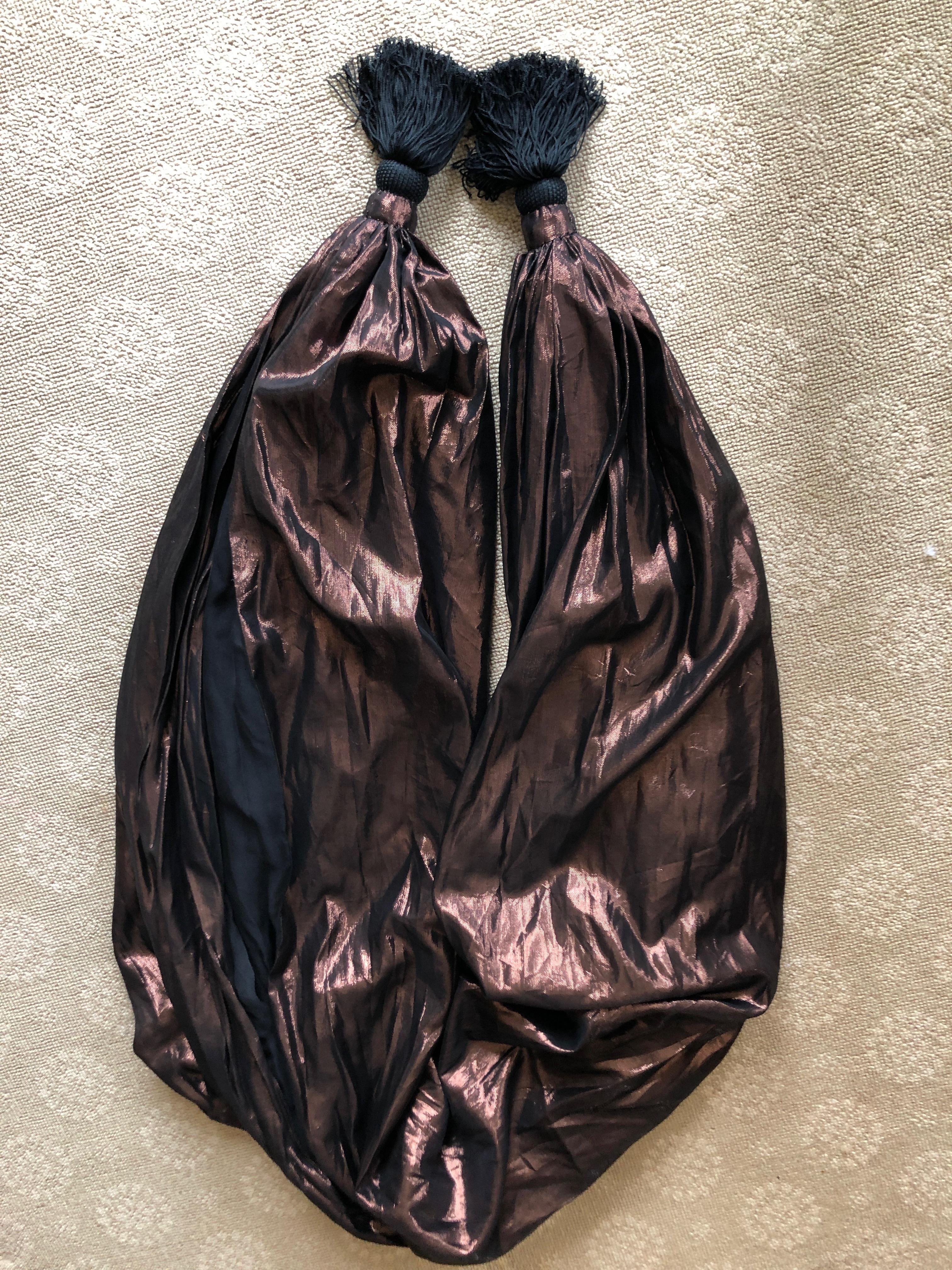 Cardinali Huge Bronze Stripe Silk Wrap Shawl with Tassels Fall 1973 For Sale 1