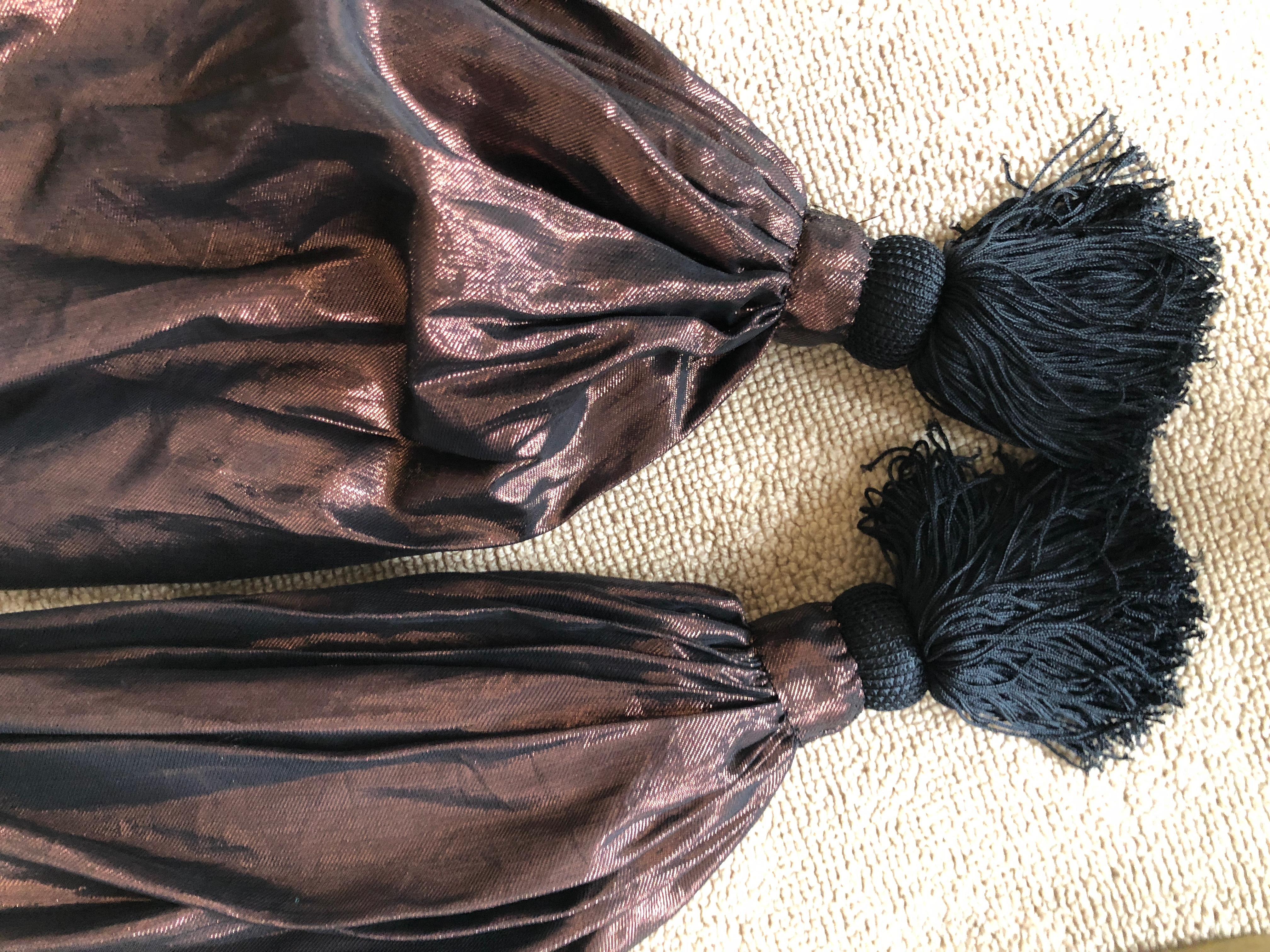 Cardinali Huge Bronze Stripe Silk Wrap Shawl with Tassels Fall 1973 For Sale 2
