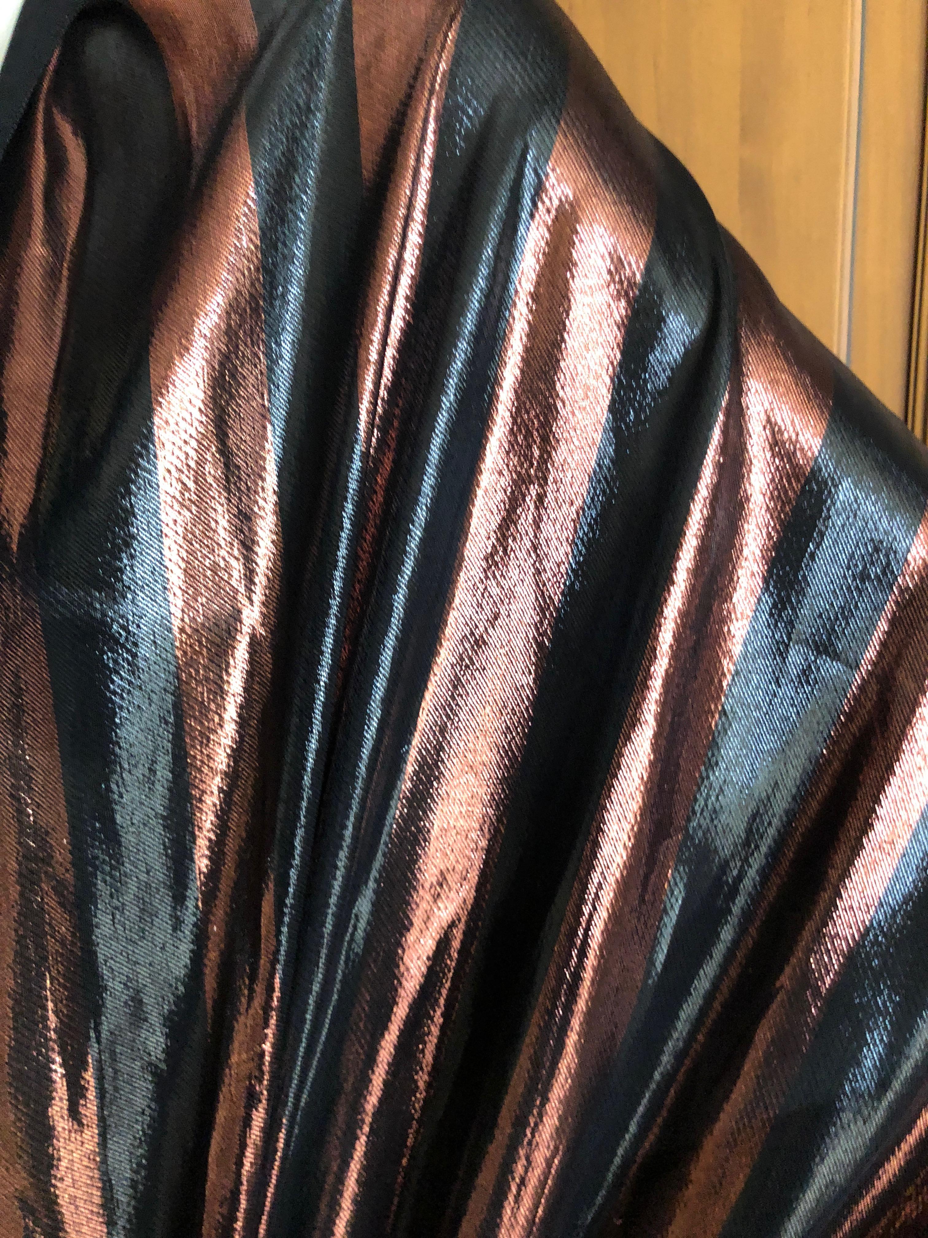 Cardinali Huge Bronze Stripe Silk Wrap Shawl with Tassels Fall 1973 For Sale 3