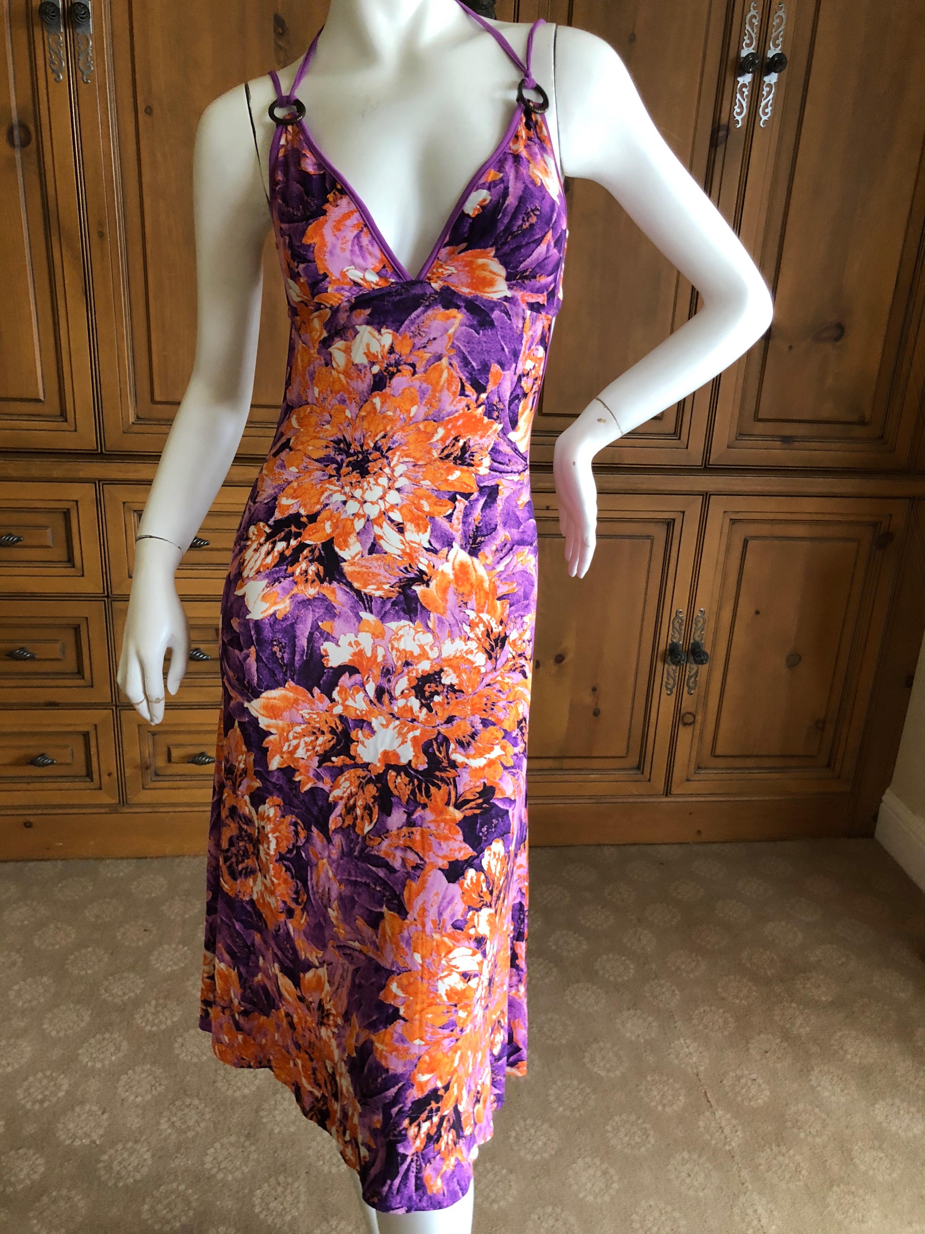 Women's Roberto Cavalli Just Cavalli Vintage Floral Cross Back Dress For Sale