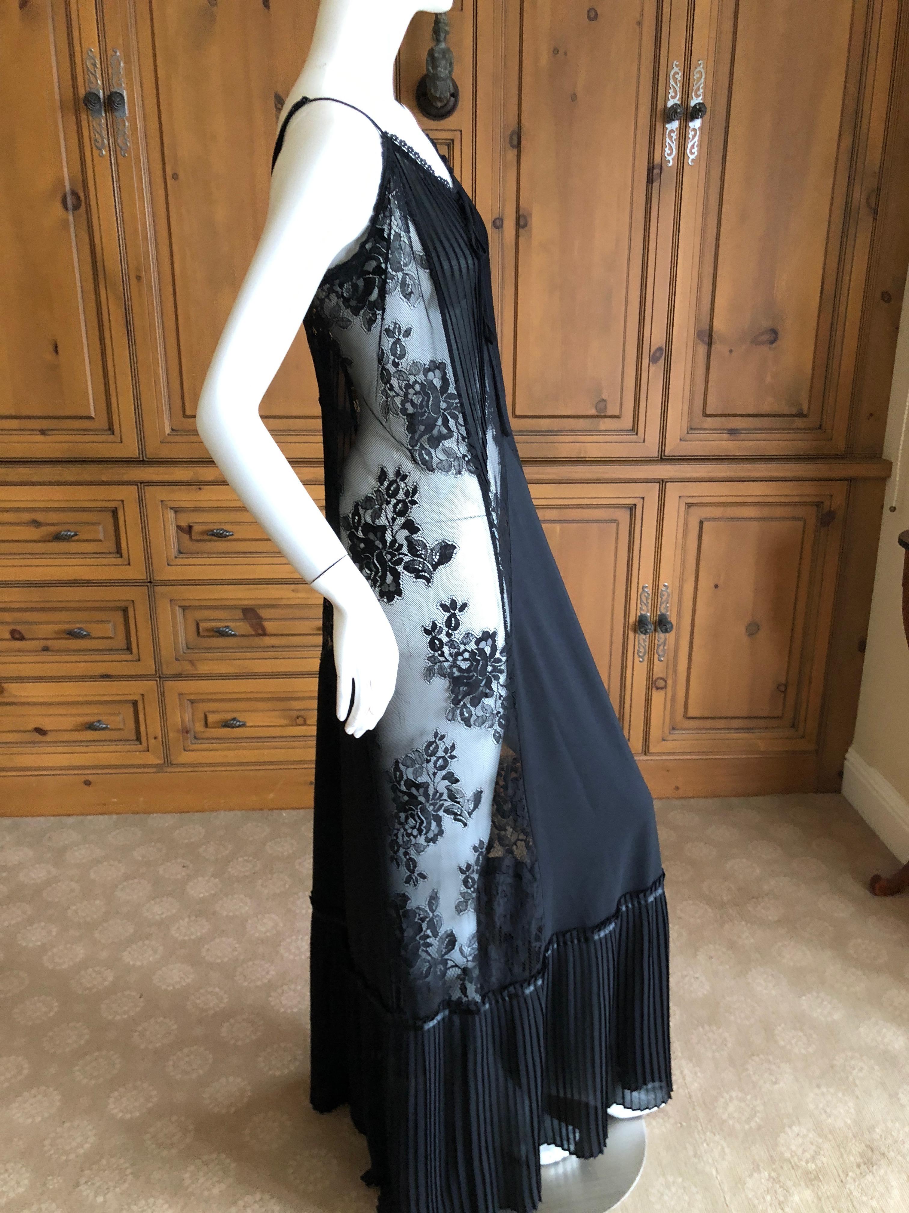 Women's Alexander McQueen for McQ  Long Sheer Black Lace Dress Size L For Sale