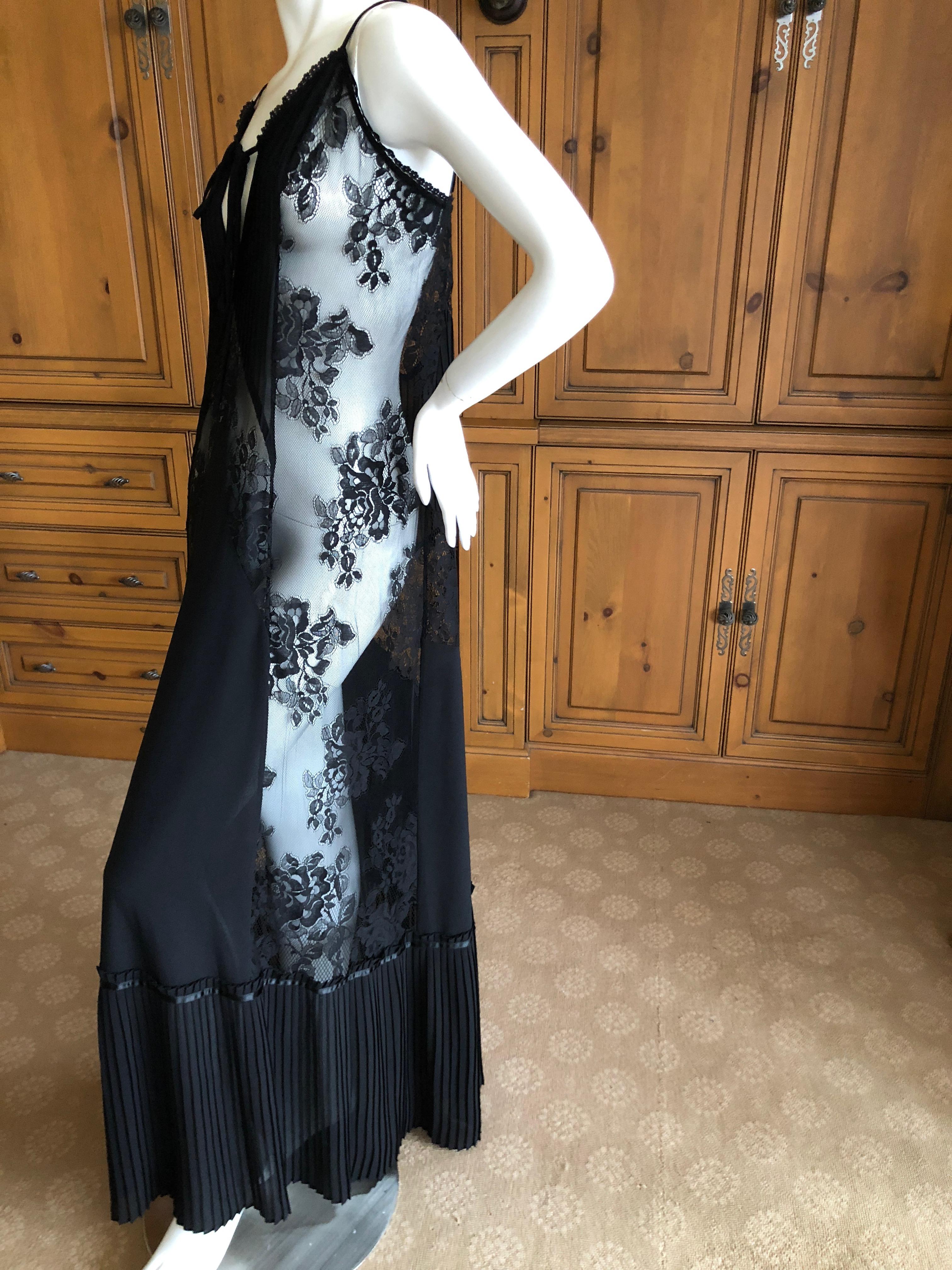 Alexander McQueen for McQ  Long Sheer Black Lace Dress Size L For Sale 3