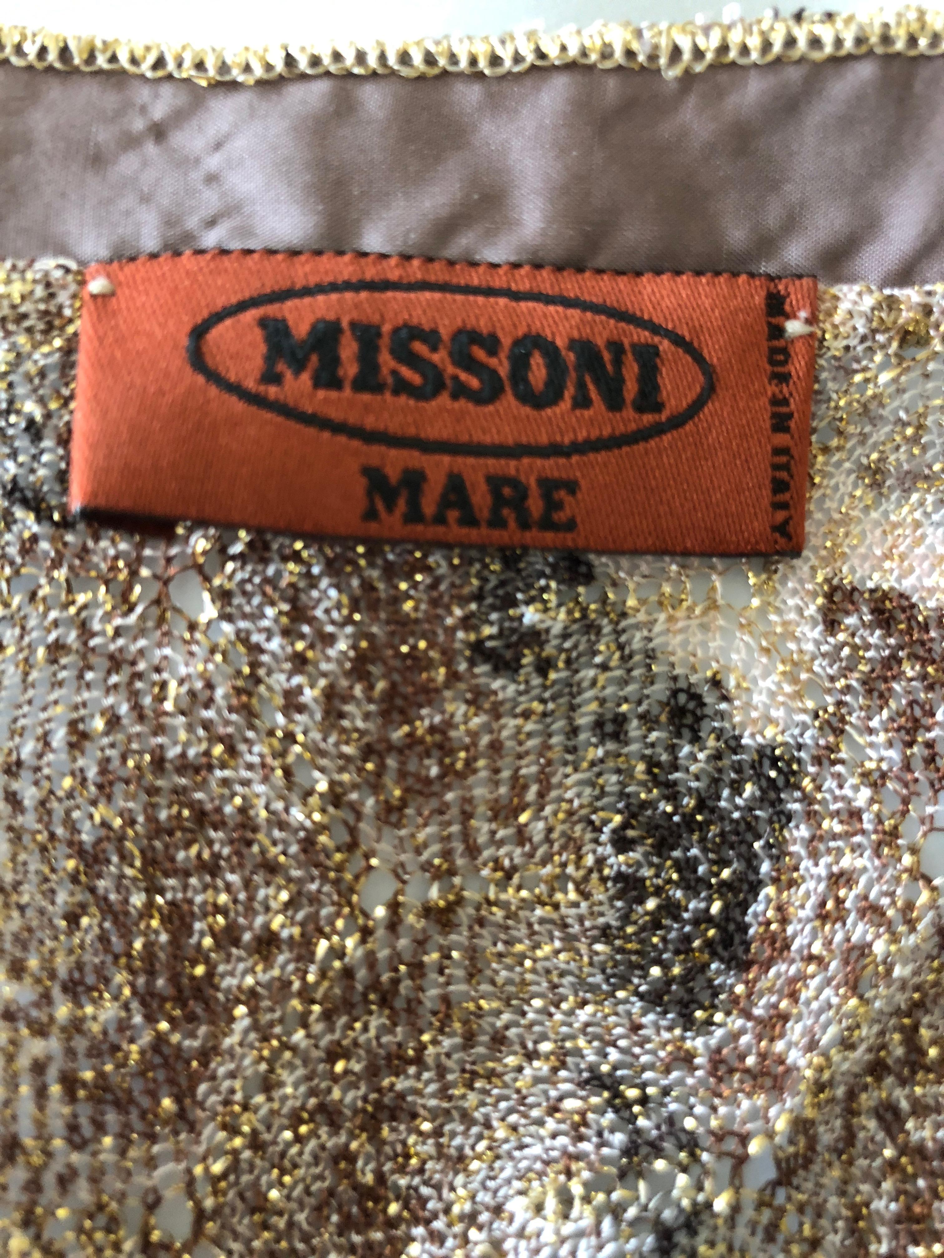 Missoni Mare Vintage Gold Trim Poncho Beach Cover For Sale 3