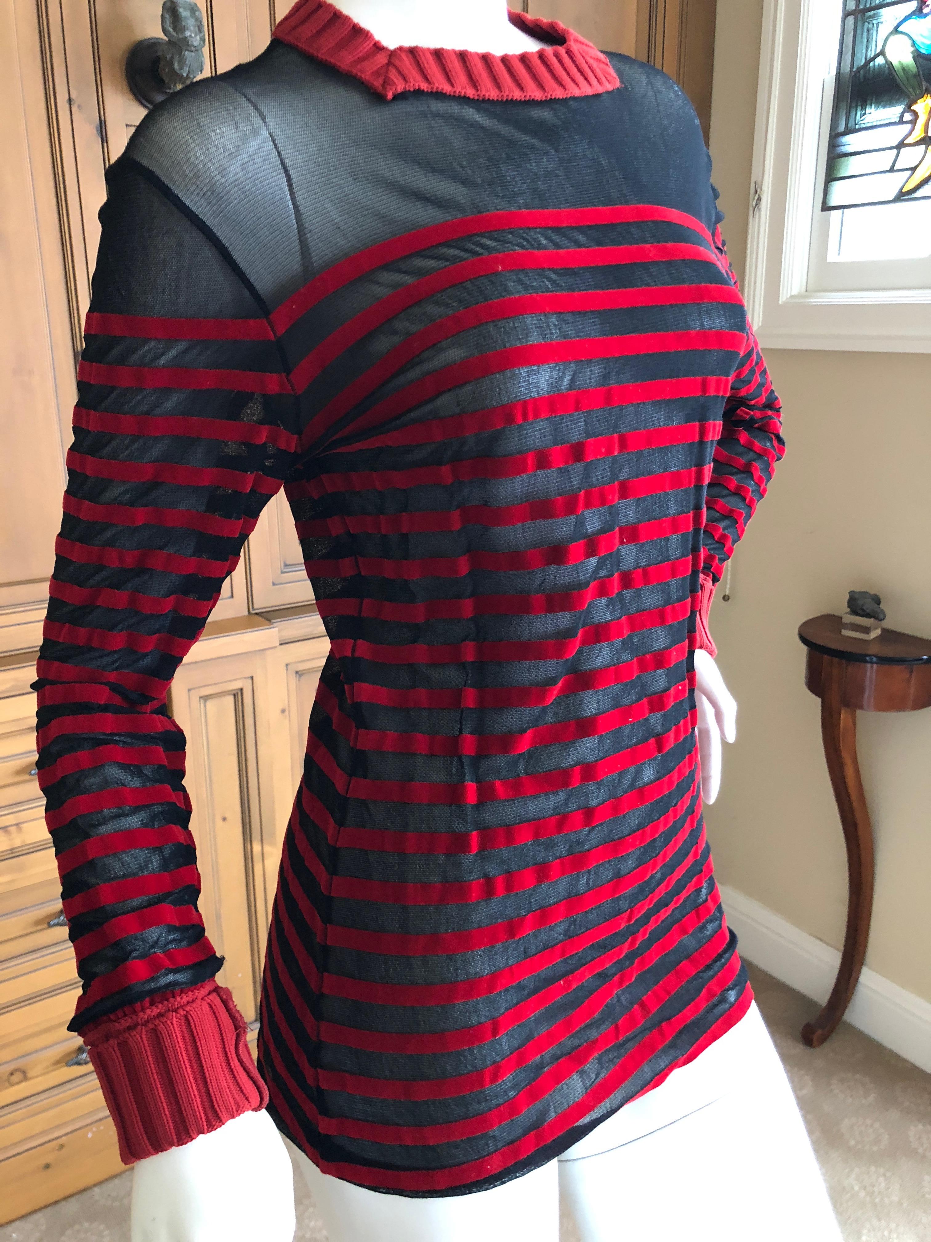 Jean Paul Gaultier Classique stripe shirt with Cable Knit Trim.
Size tag removed.
Bust 34