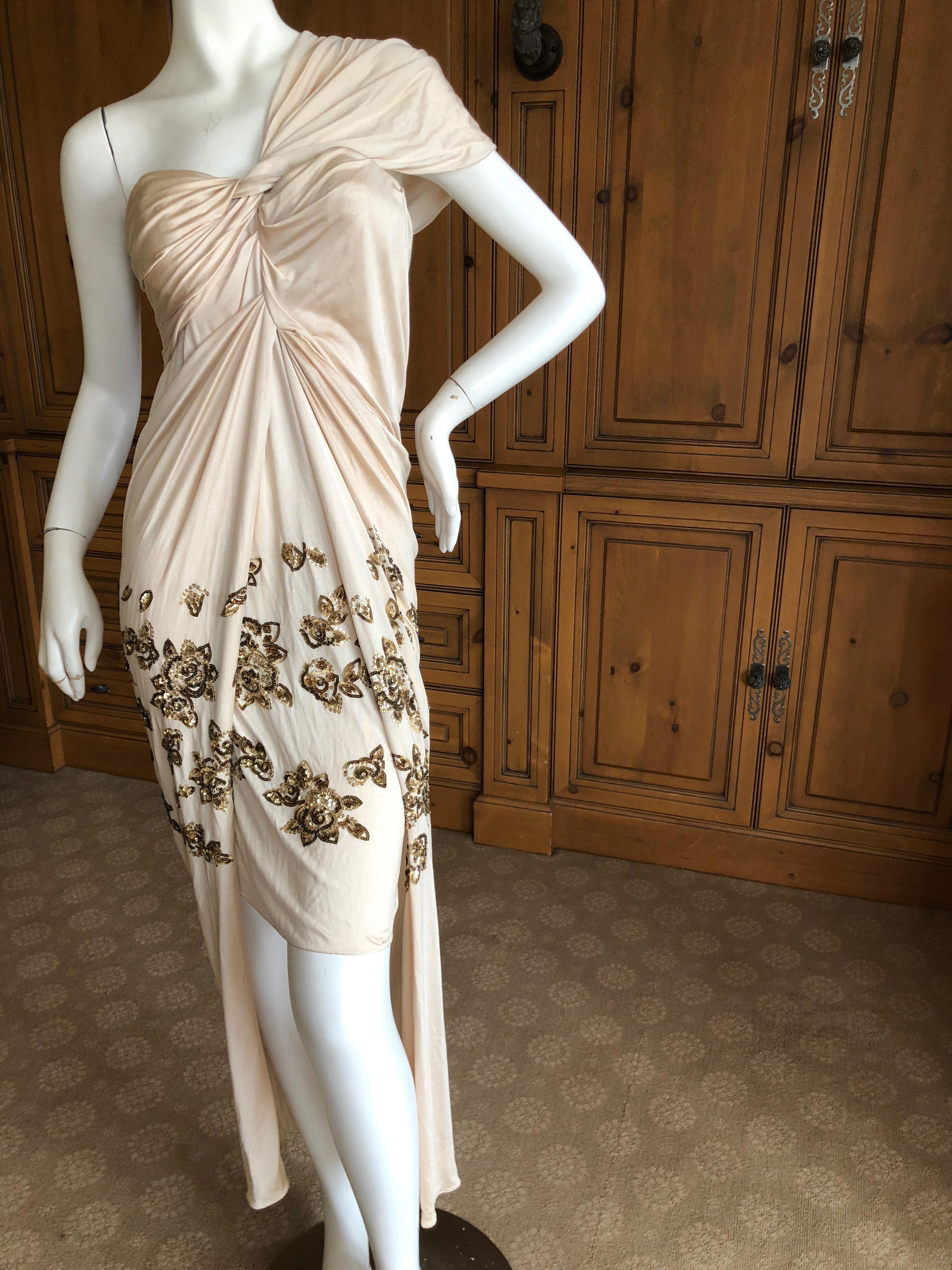 Christian Dior by John Galliano Evening Dress with Lesage Sequin Bead Flowers In Excellent Condition In Cloverdale, CA