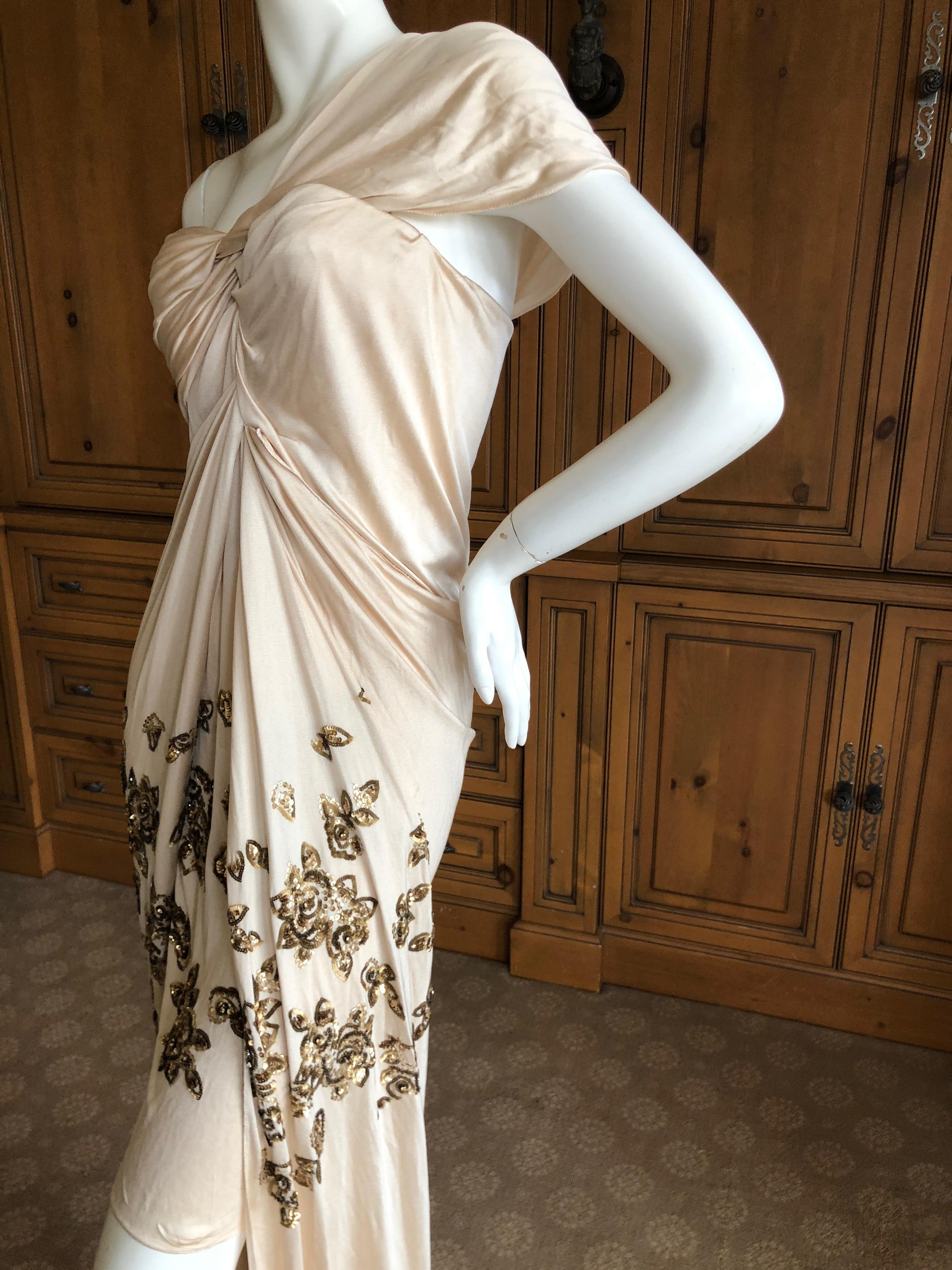 Women's Christian Dior by John Galliano Evening Dress with Lesage Sequin Bead Flowers
