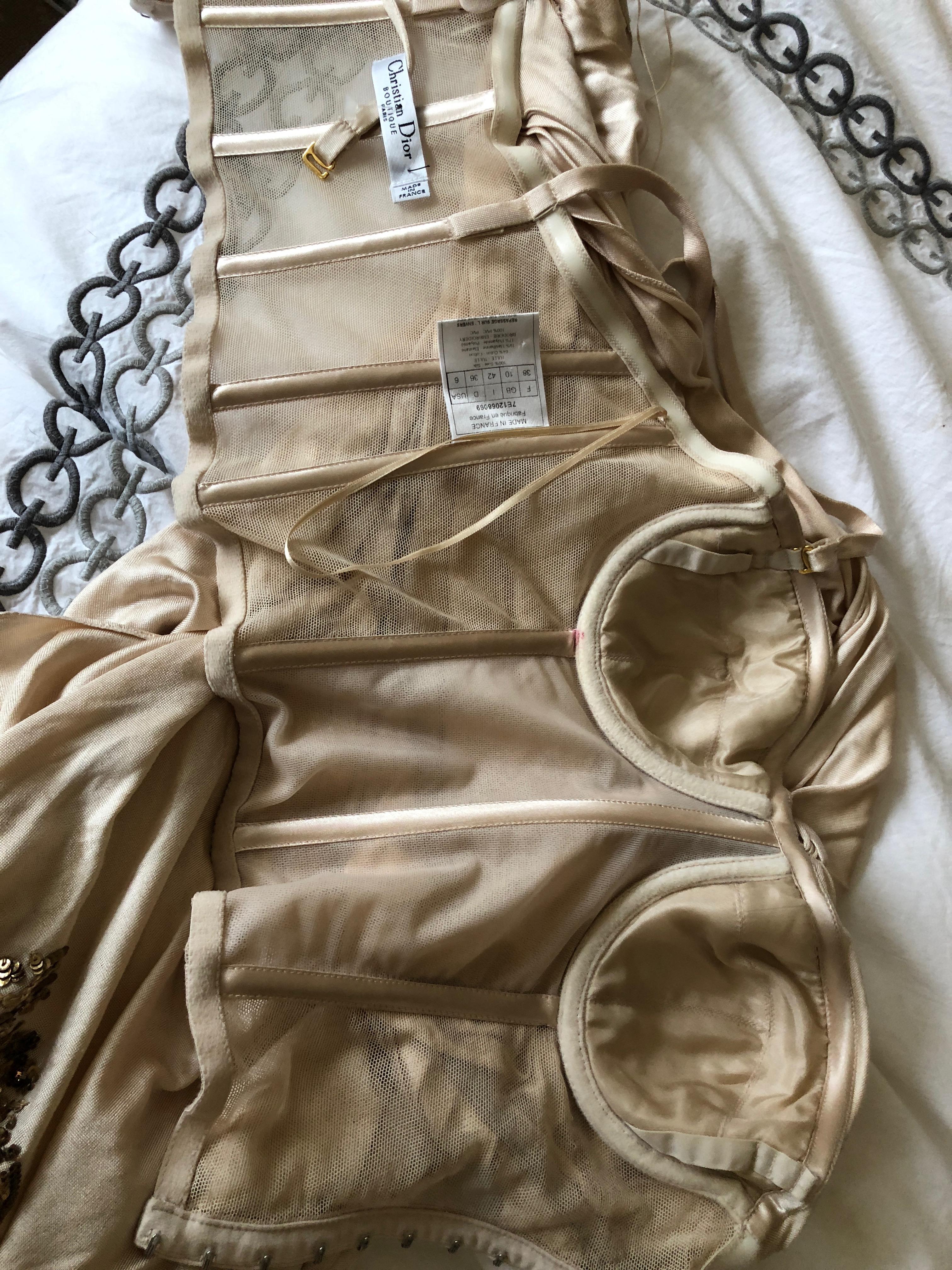 Christian Dior by John Galliano Evening Dress with Lesage Sequin Bead Flowers 9