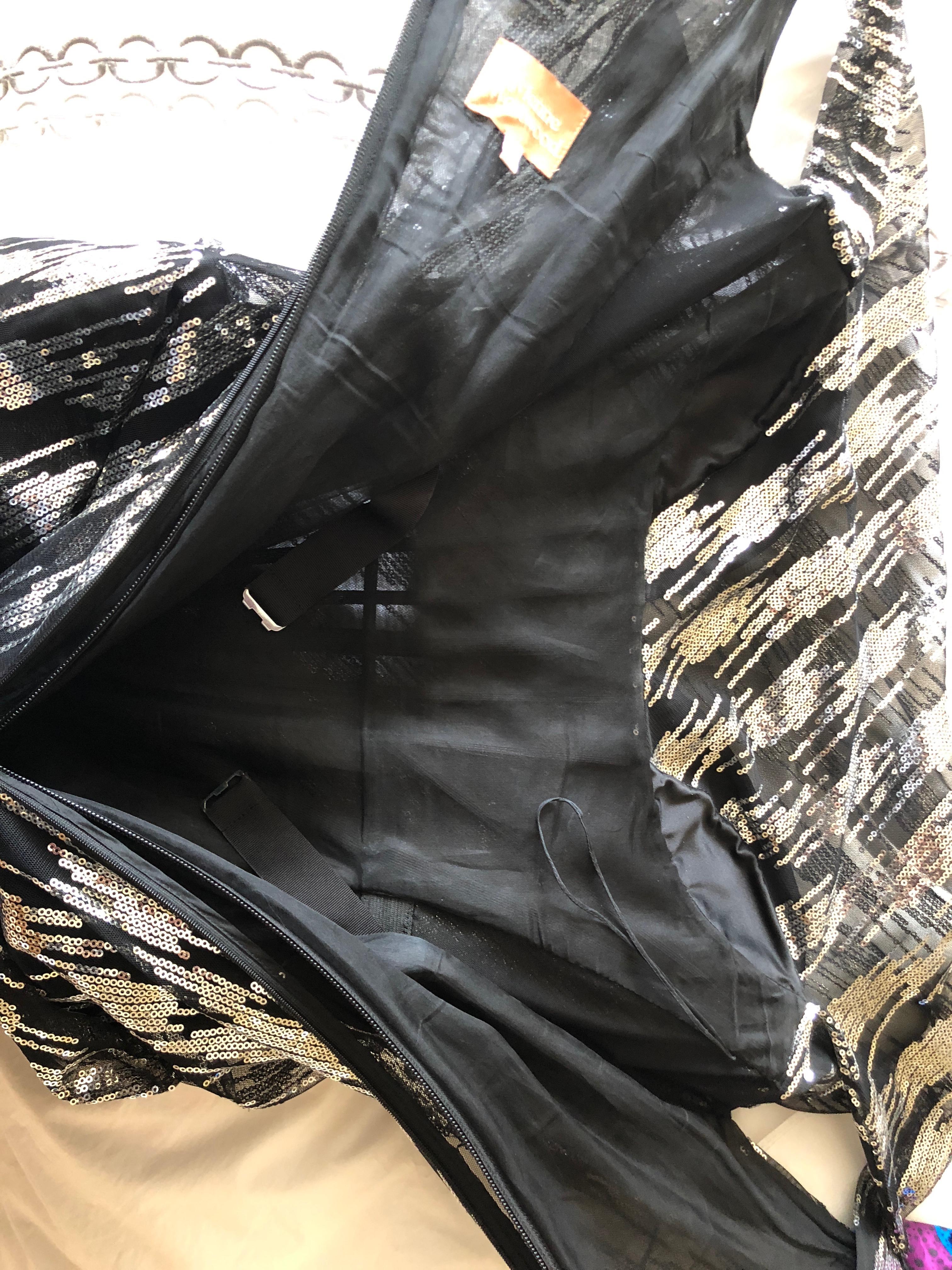 Vivienne Westwood Gold Label Silver Sequin Black Evening Dress w Built In Corset For Sale 2