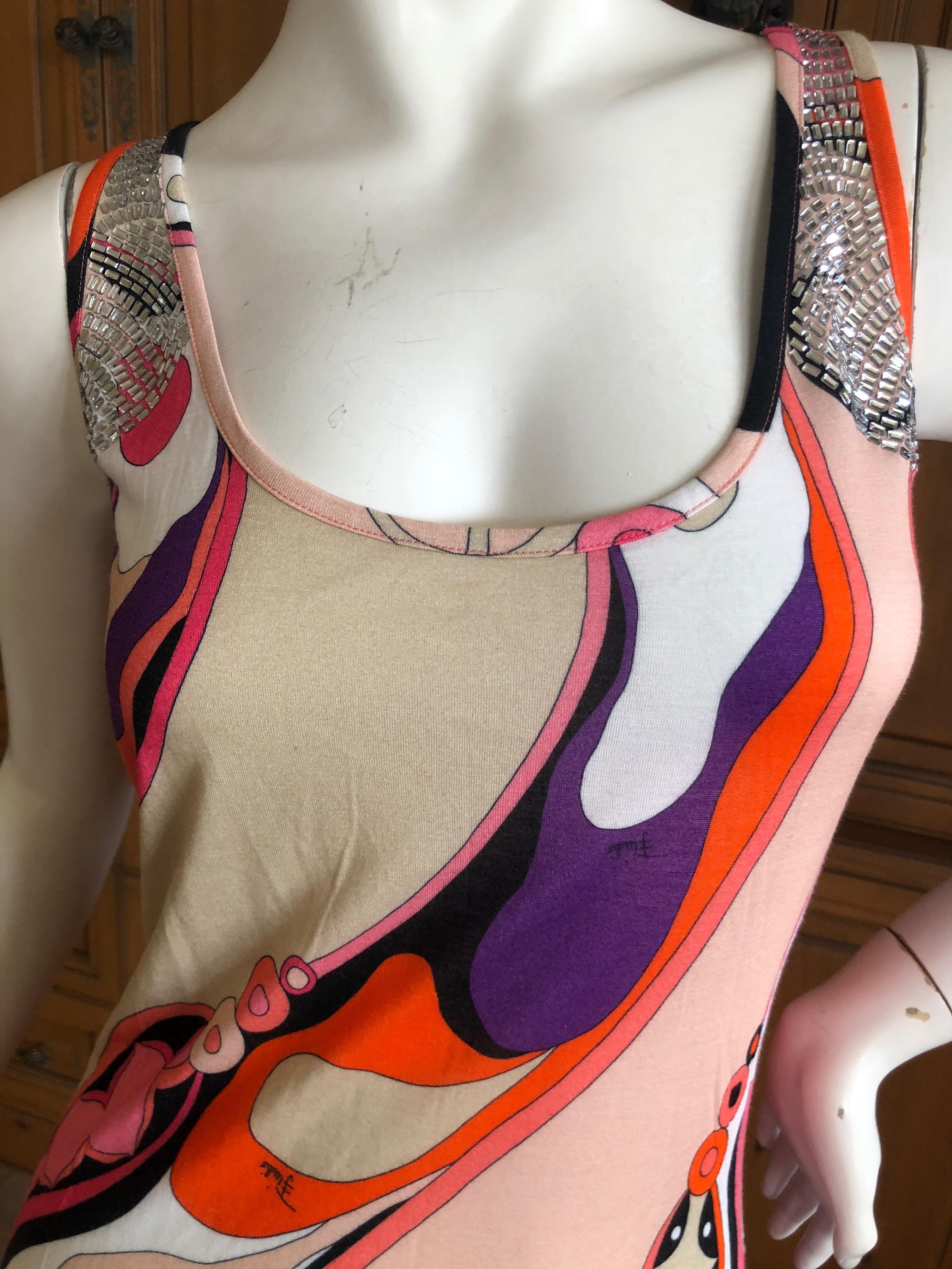 Emilio Pucci Embellished Tank Style Sleeveless Evening Dress Size 12 For Sale 1