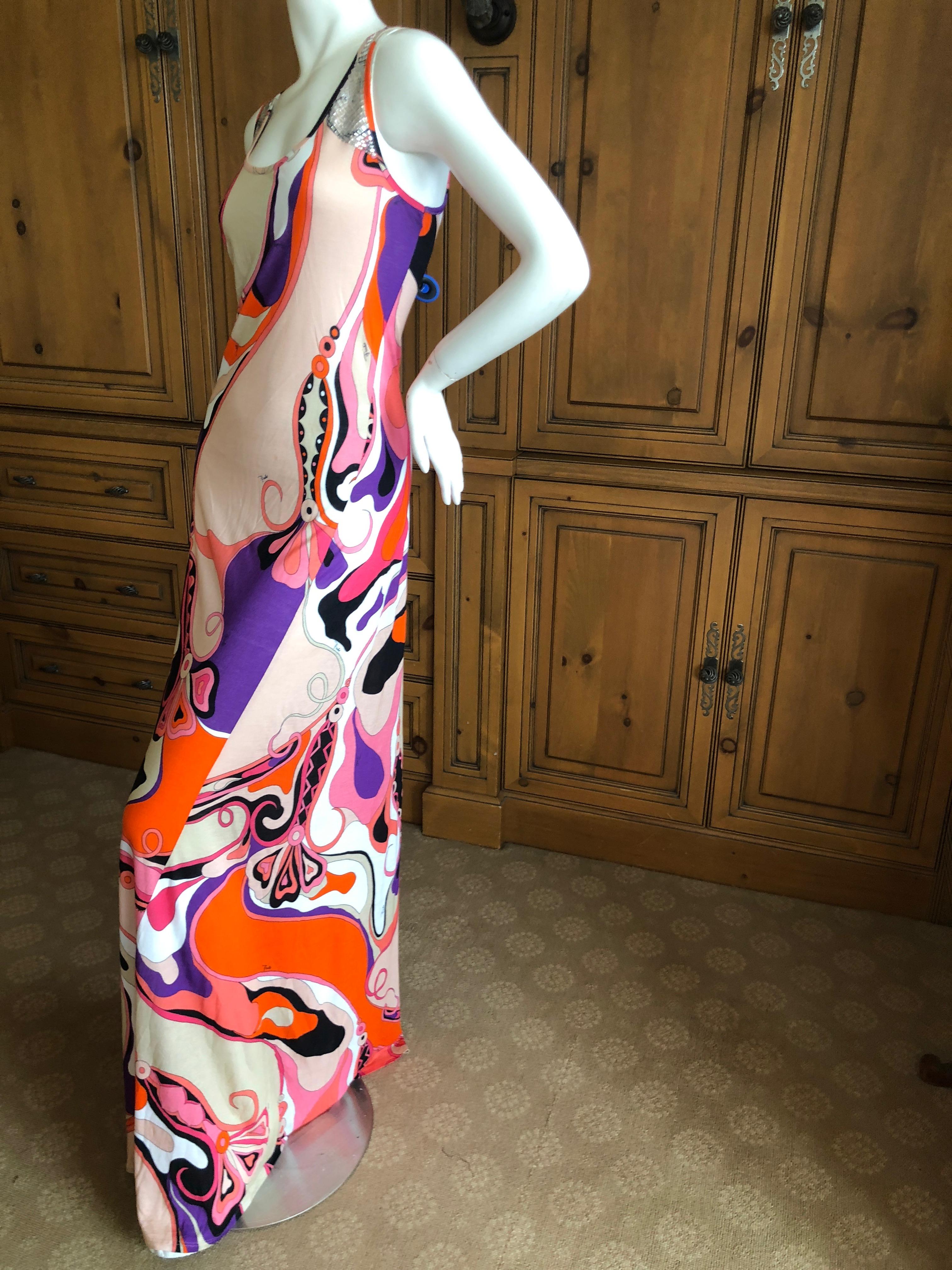 Emilio Pucci Embellished Tank Style Sleeveless Evening Dress Size 12 For Sale 3