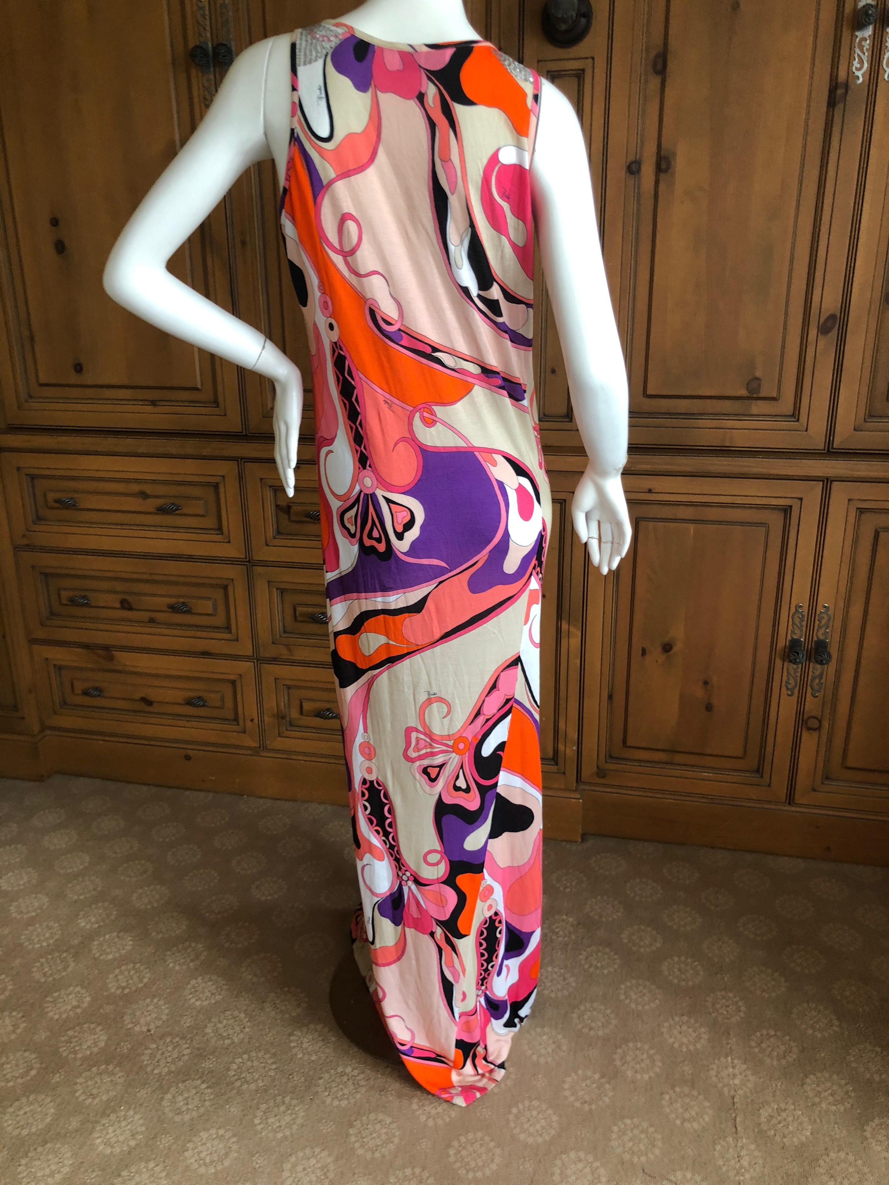 Emilio Pucci Embellished Tank Style Sleeveless Evening Dress Size 12 For Sale 4