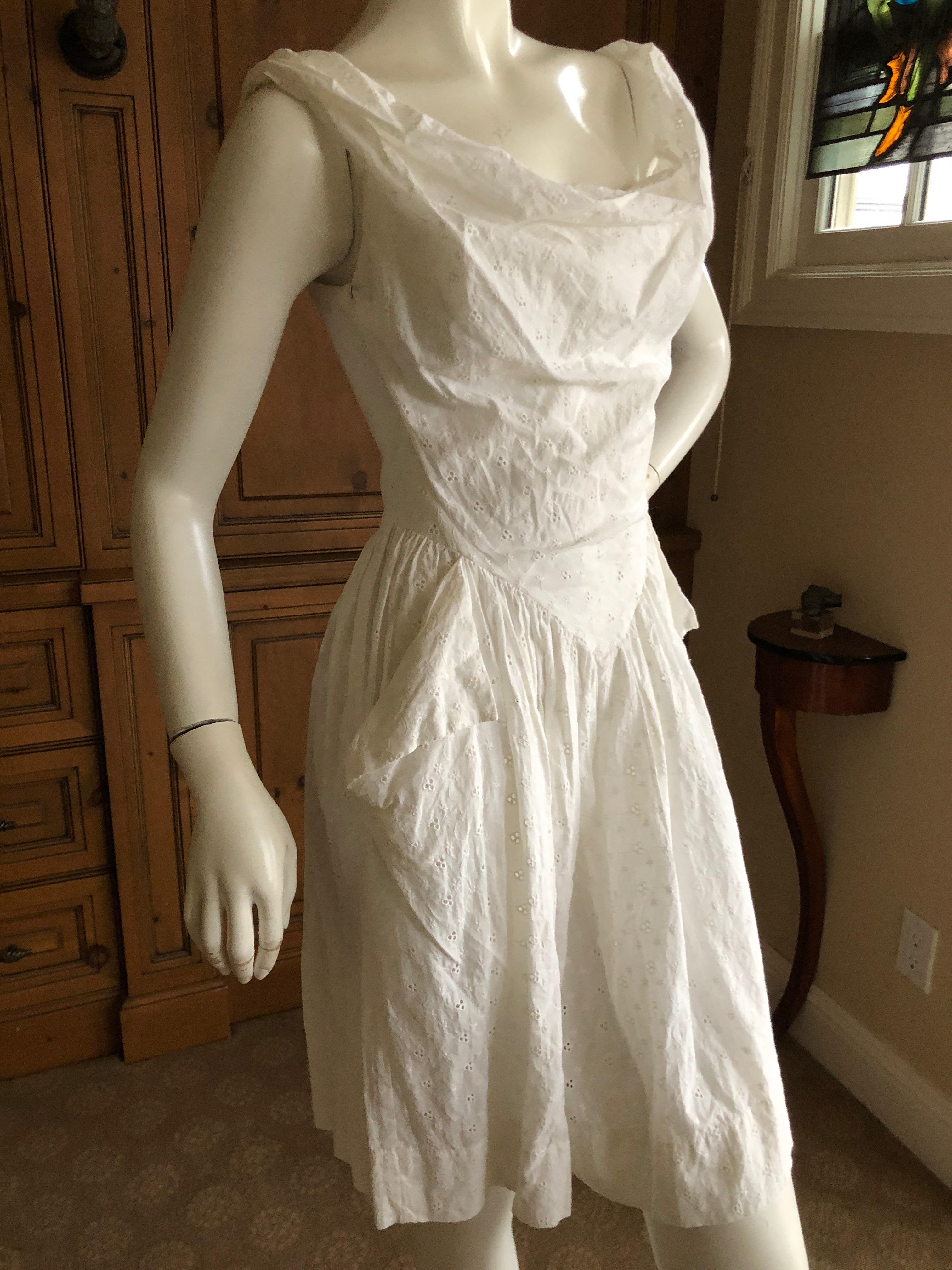 Vivienne Westwood Anglomania White Cotton Eyelet Dress In Excellent Condition For Sale In Cloverdale, CA