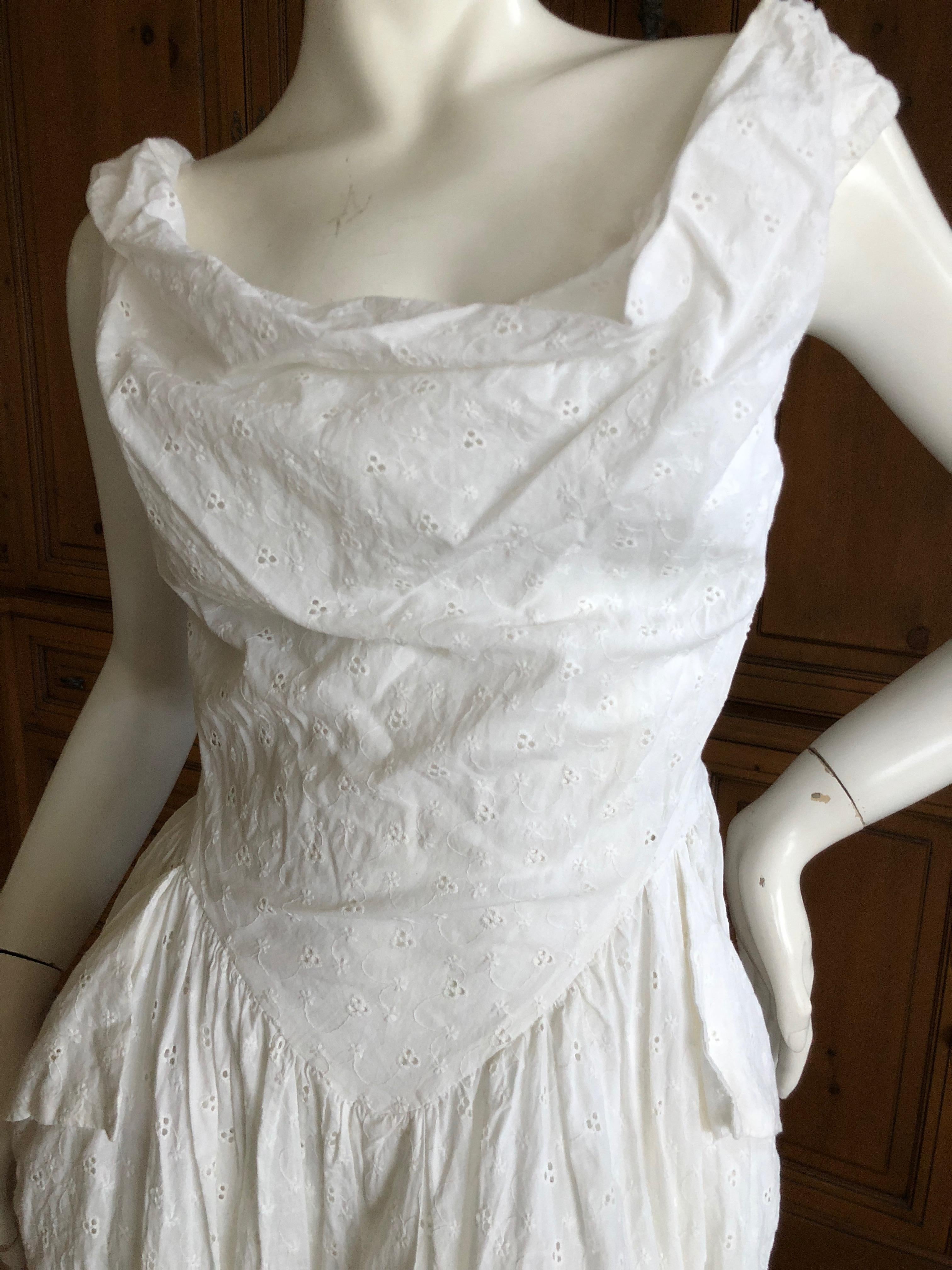 Vivienne Westwood Anglomania White Cotton Eyelet Dress For Sale 1