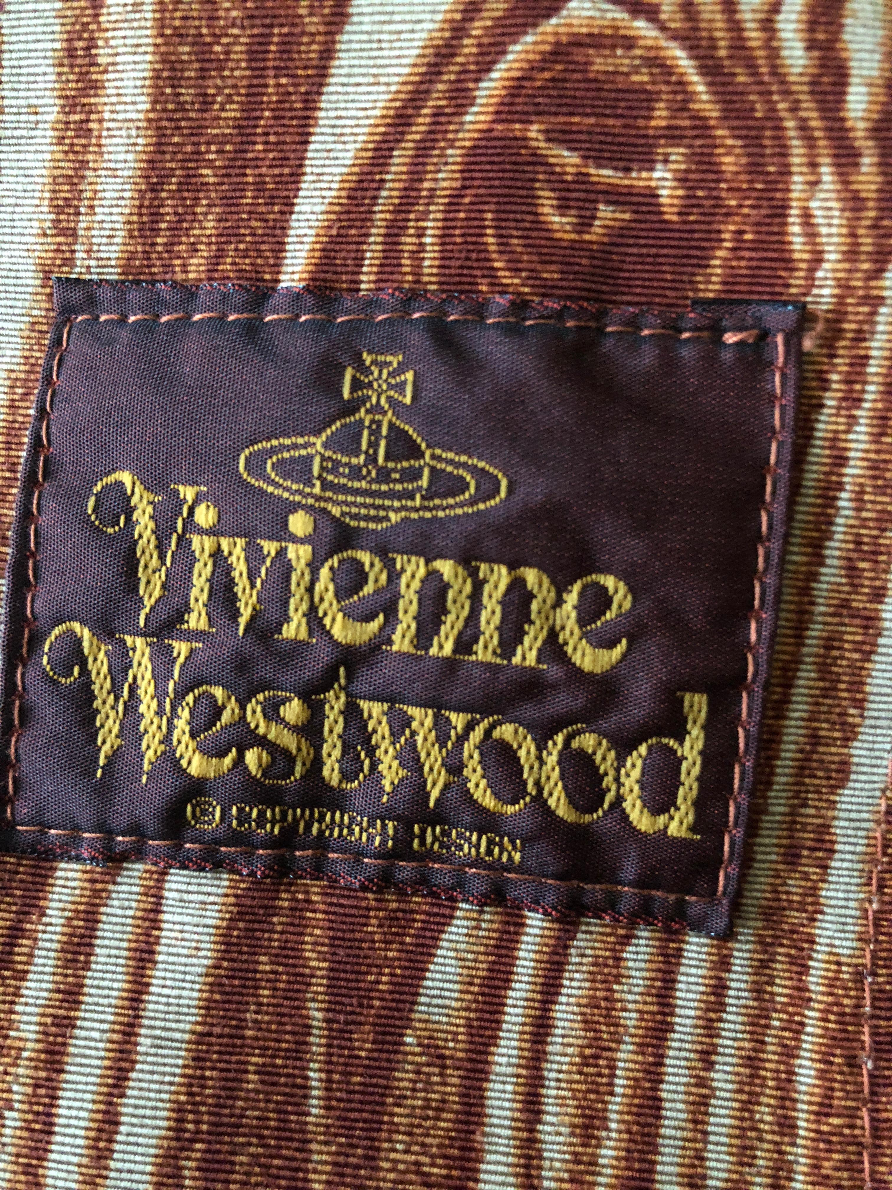 Vivienne Westwood Vintage Unisex Woodgrain Pattern Jacket with Suede Fringe For Sale 2
