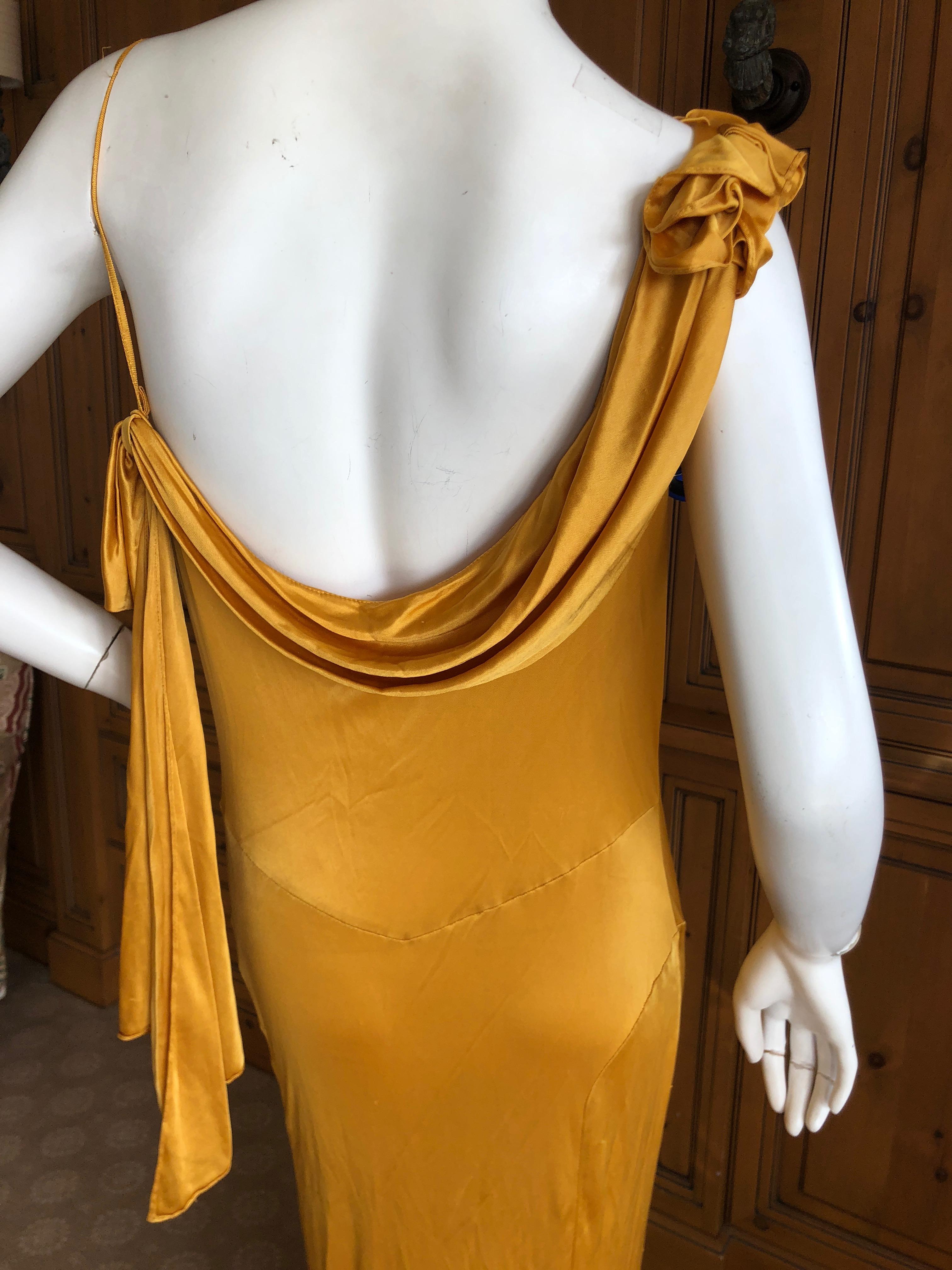 John Galliano Marigold Draped Bias Cut Floral Trim Evening Dress, Spring 2000 For Sale 5