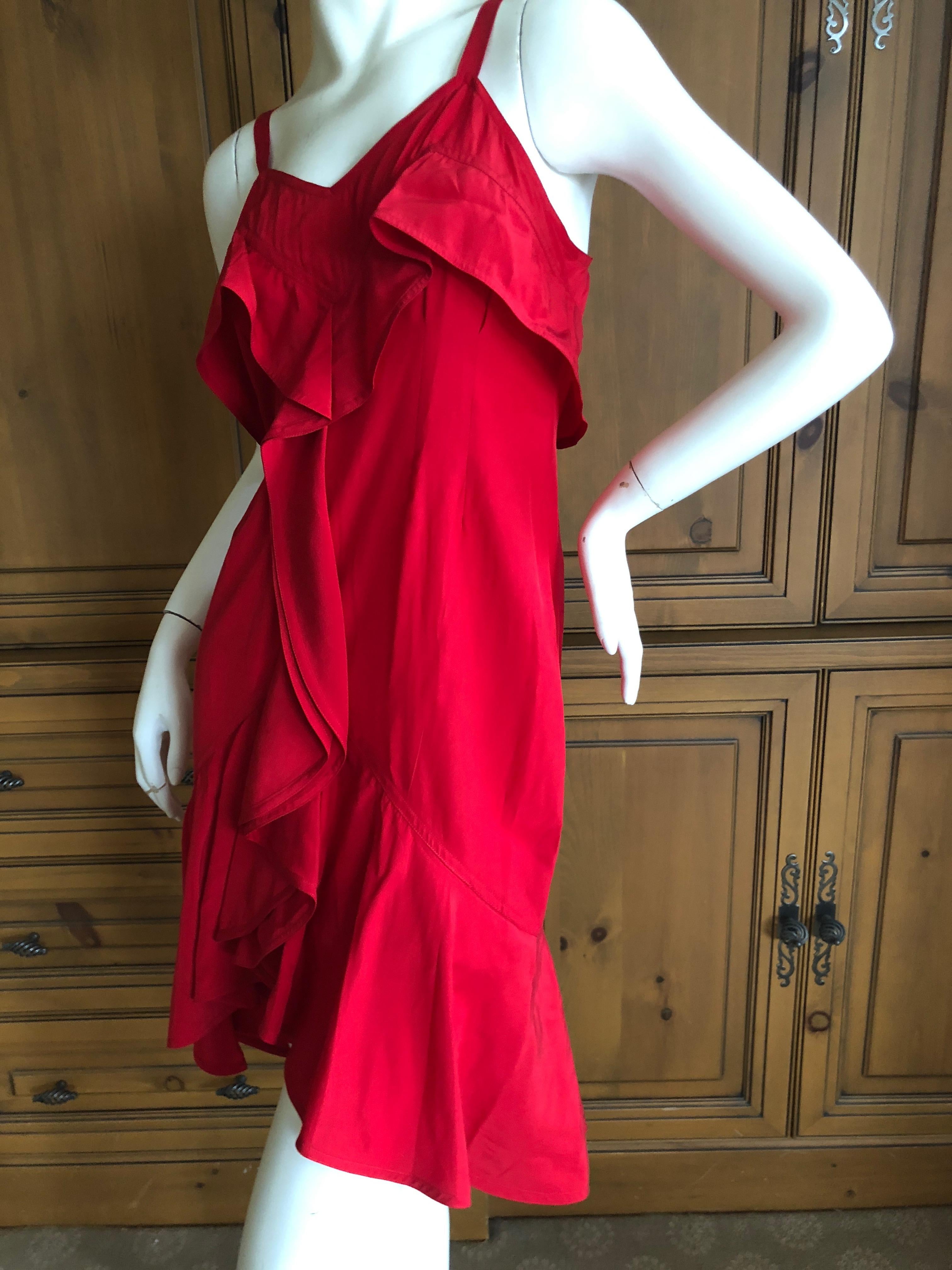 Yves Saint Laurent Tom Ford Fall 2003 Look 1 Red Ruffle Silk Dress
Size Small
Bust 36
