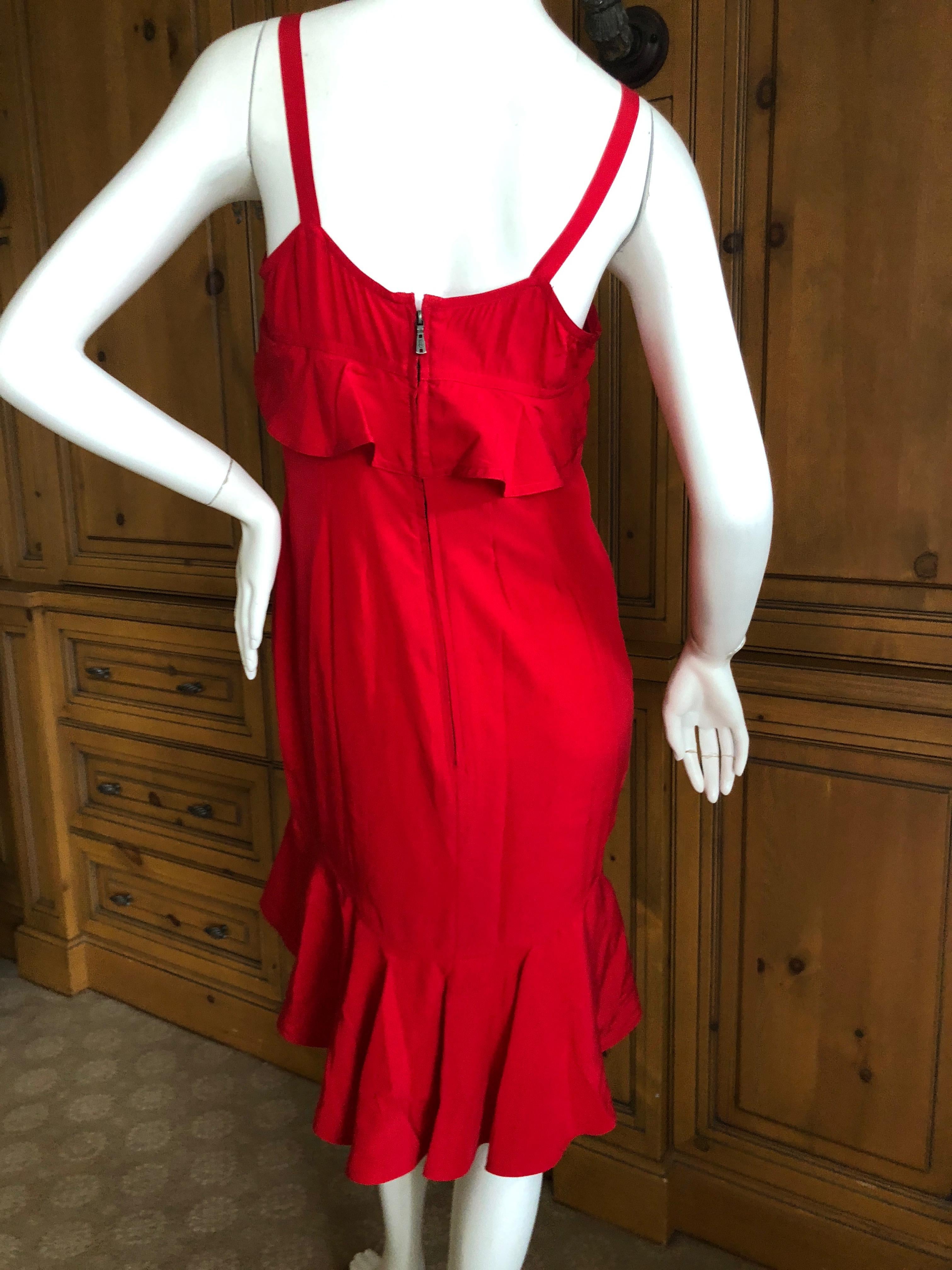 Yves Saint Laurent Tom Ford Fall 2003 Look 1 Red Ruffle Silk Dress For Sale 3