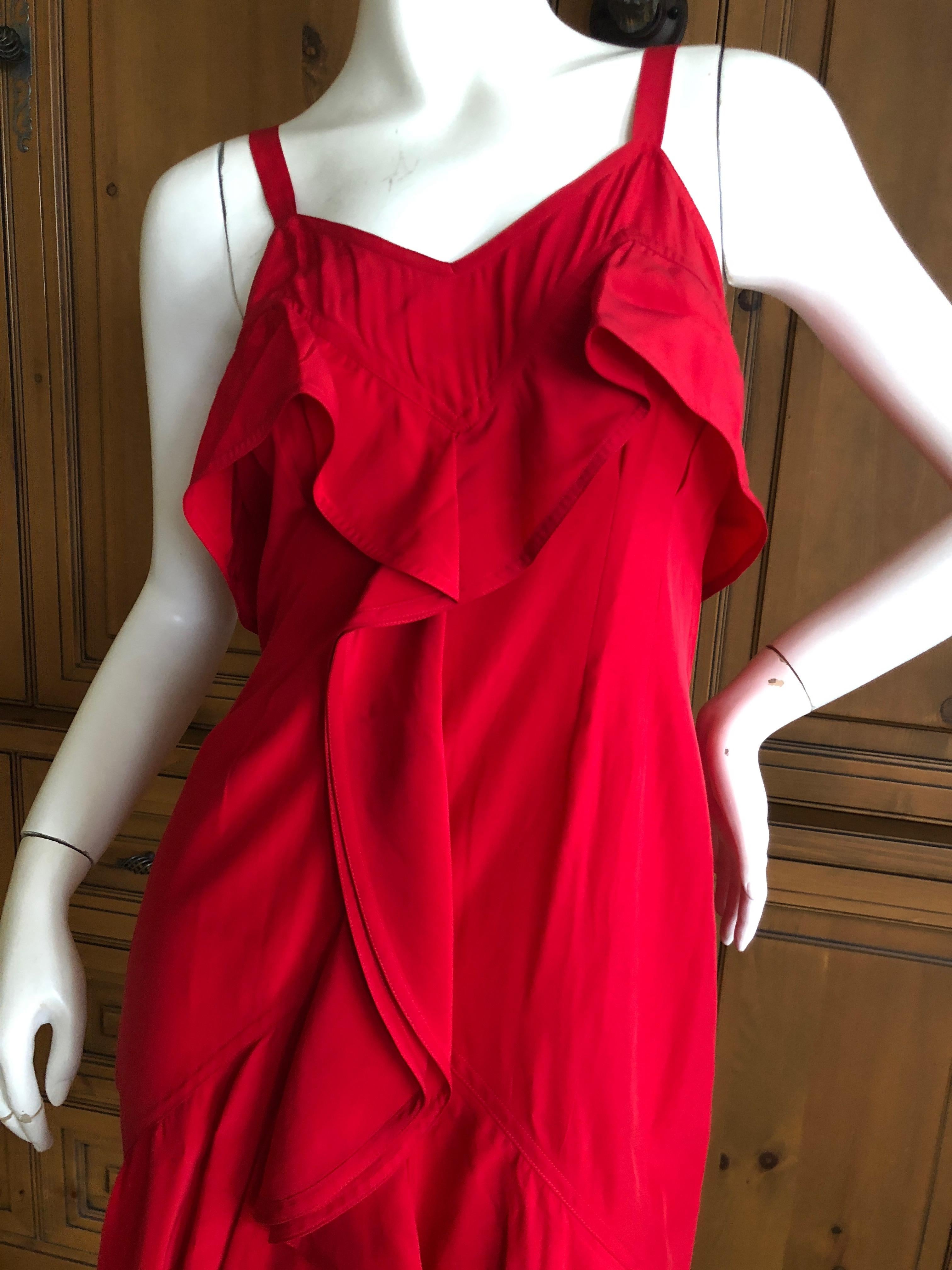 Yves Saint Laurent Tom Ford Fall 2003 Look 1 Red Ruffle Silk Dress For Sale 2