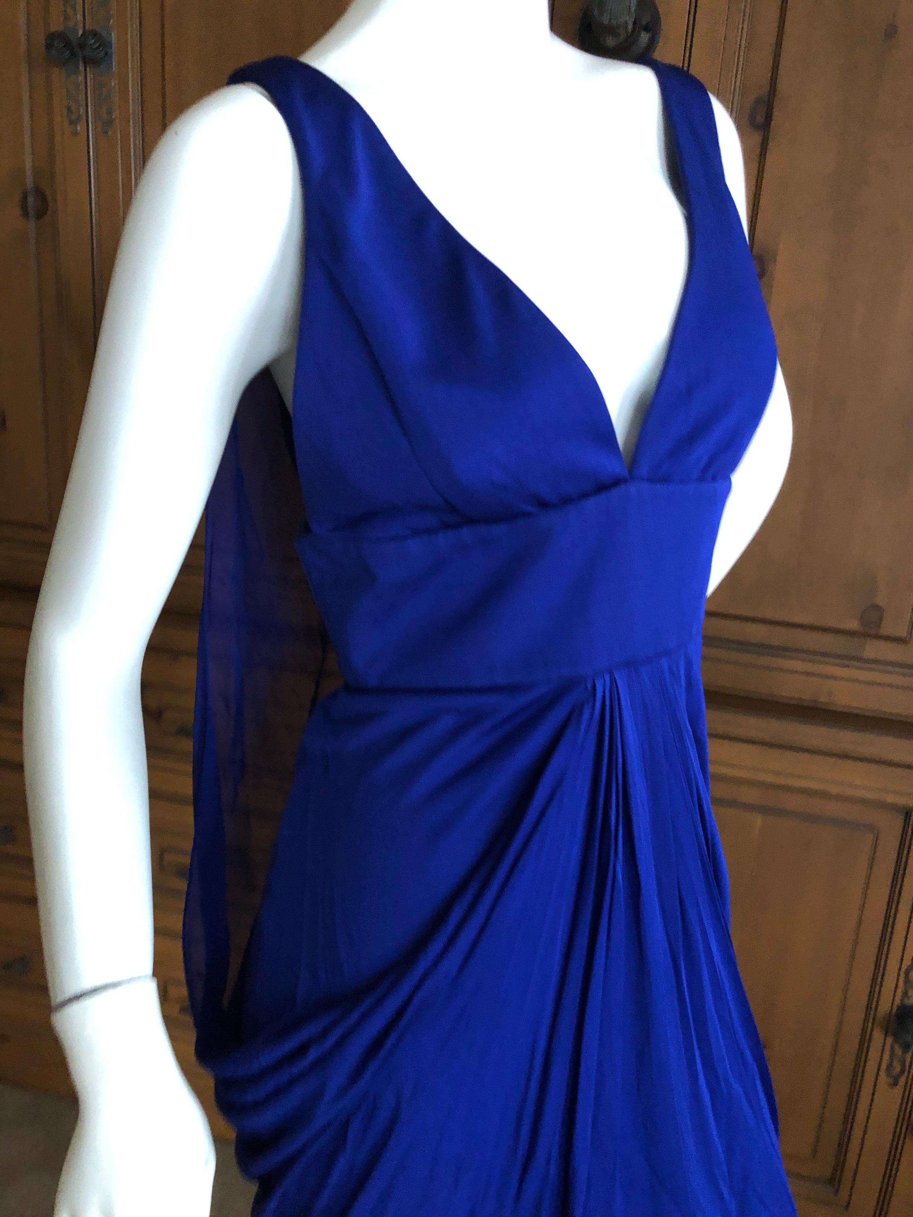 Versace Vintage Purple Pleated Jersey Low Cut Cocktail Dress with Low Back 3