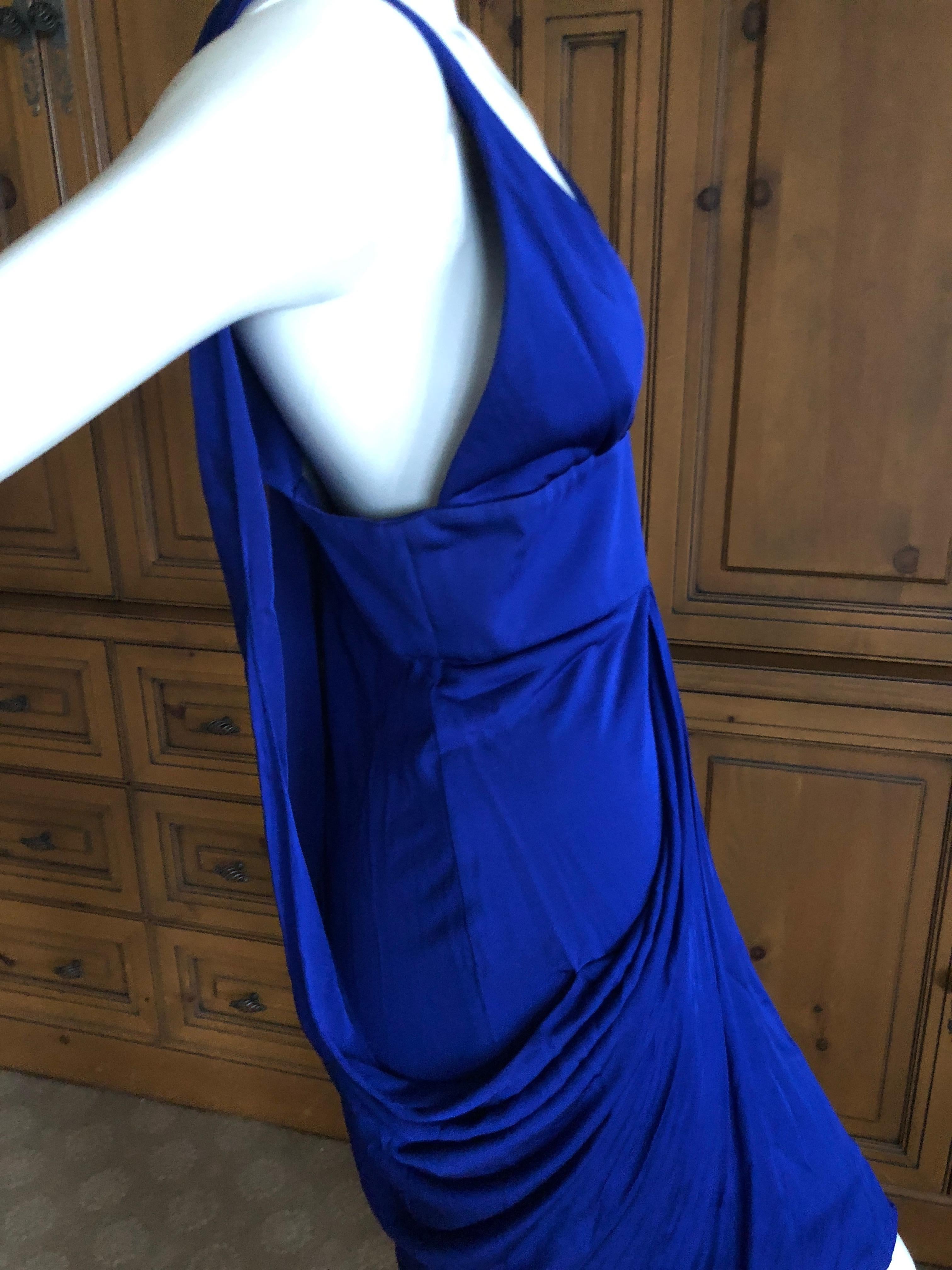 Versace Vintage Purple Pleated Jersey Low Cut Cocktail Dress with Low Back 1