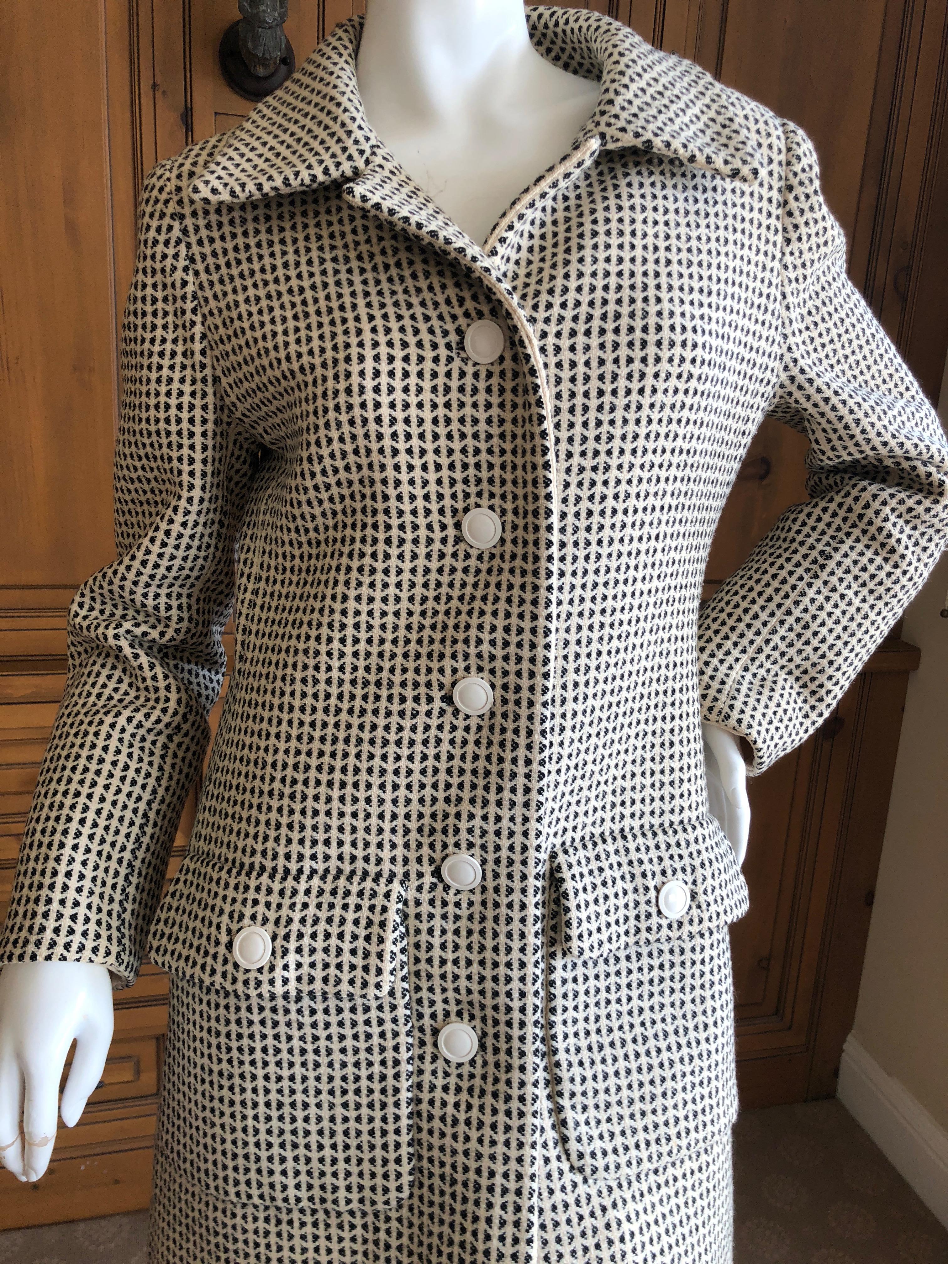 Gray Galanos Vintage 1969 Check Wool Coat For Sale