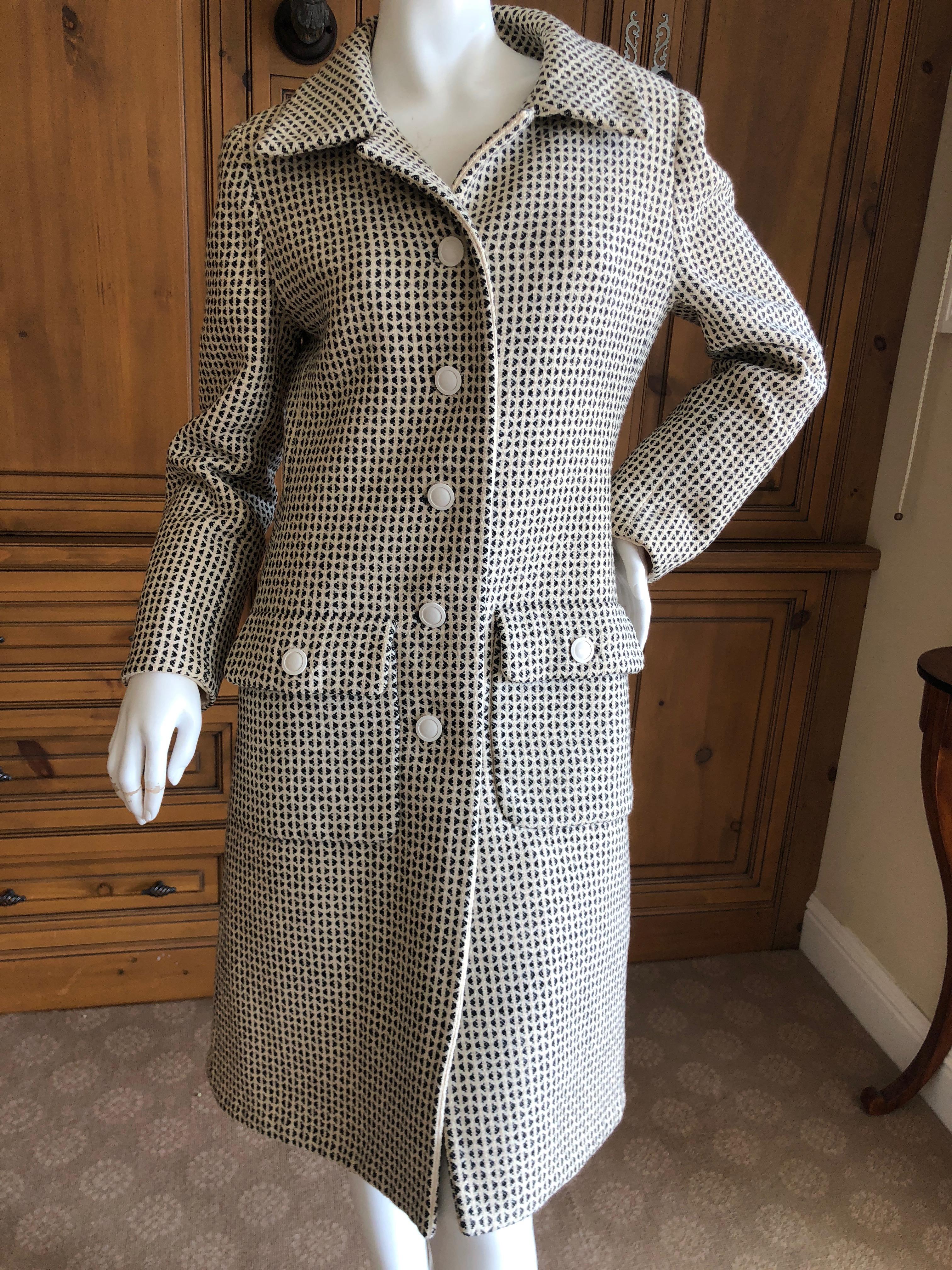 Galanos Vintage 1969 Check Wool Coat In Excellent Condition For Sale In Cloverdale, CA