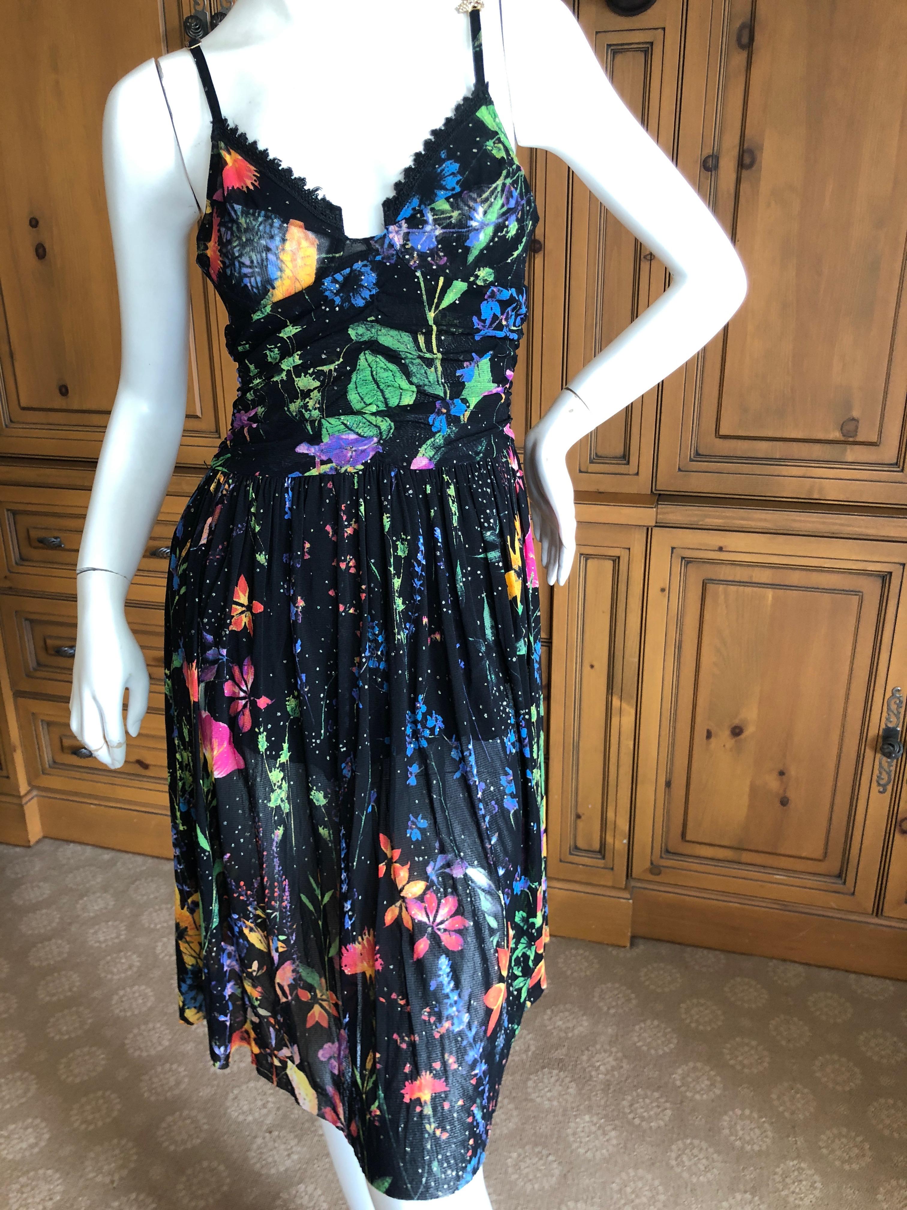 Roberto Cavalli Cavalli Class Cavalli Vintage Floral Lace Trim Dress w Underwire Bra
Size 6
Bust  34