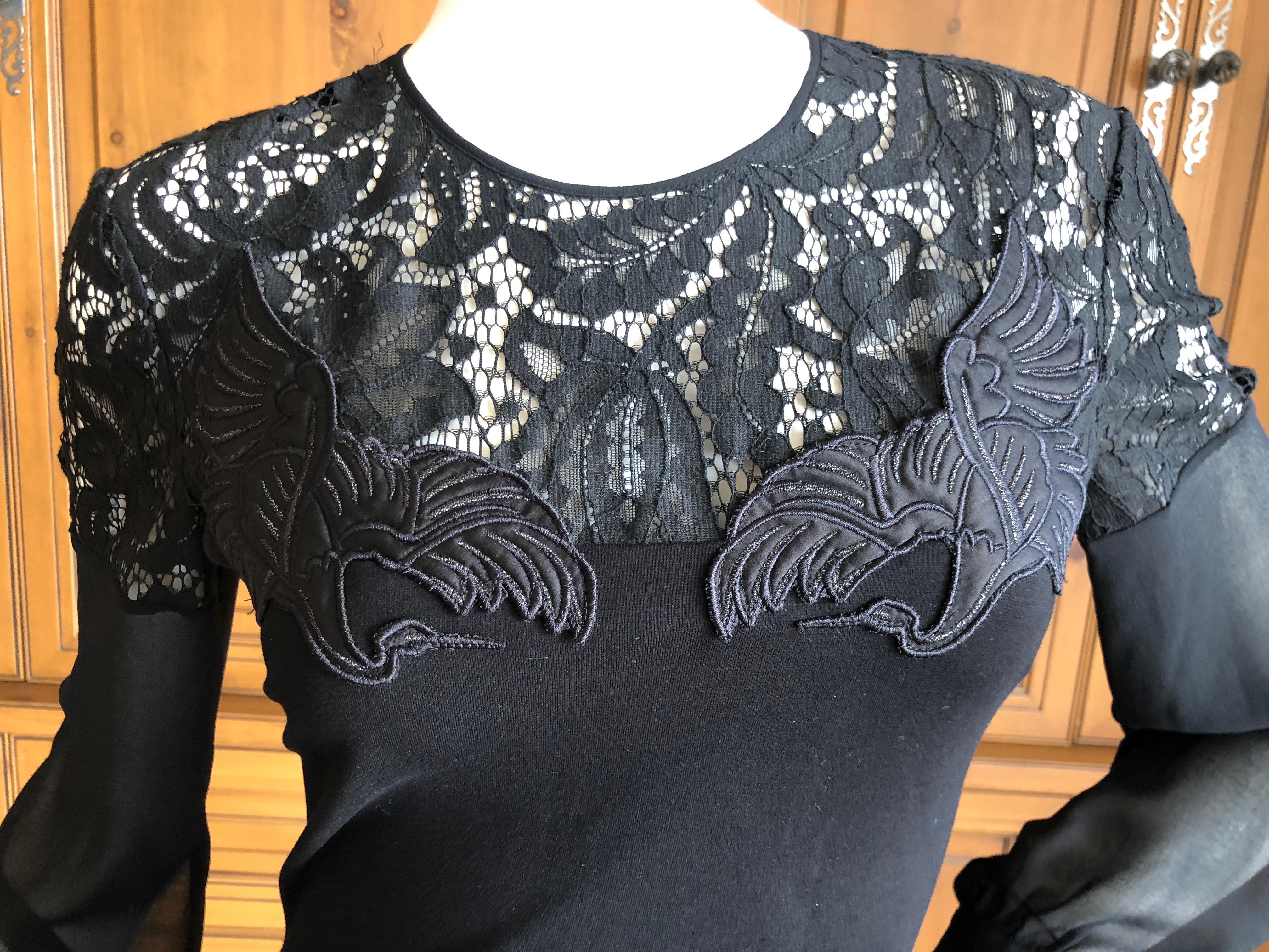 Roberto Cavalli Just Cavalli Vintage Black stretch Dress with Embroidered Cranes For Sale 2